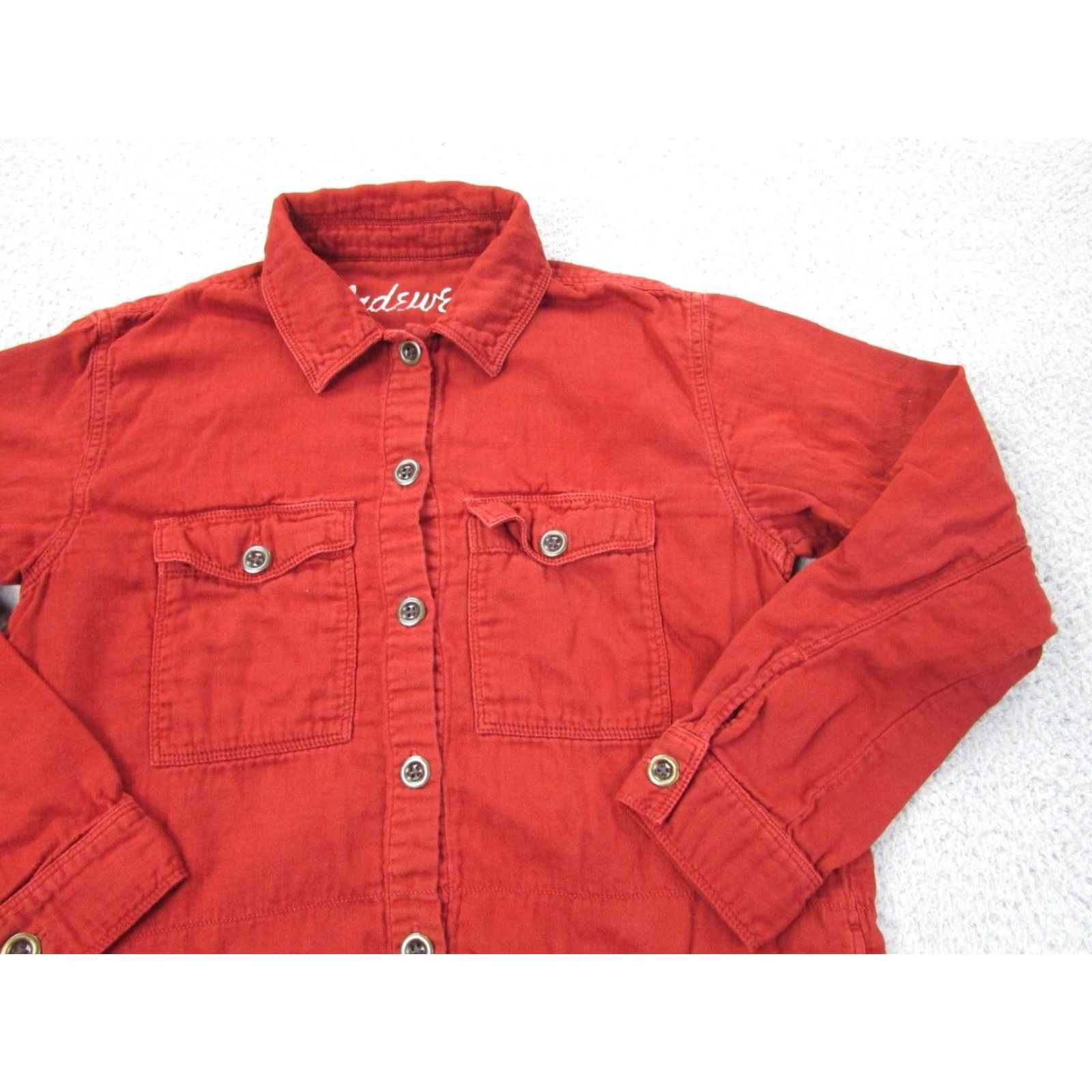 Madewell VINTAGE Madewell Shirt Womens XS Red Orange Shacket Boho Western Indie Herringbone Size XS / US 0-2 / IT 36-38 - 2 Thumbnail