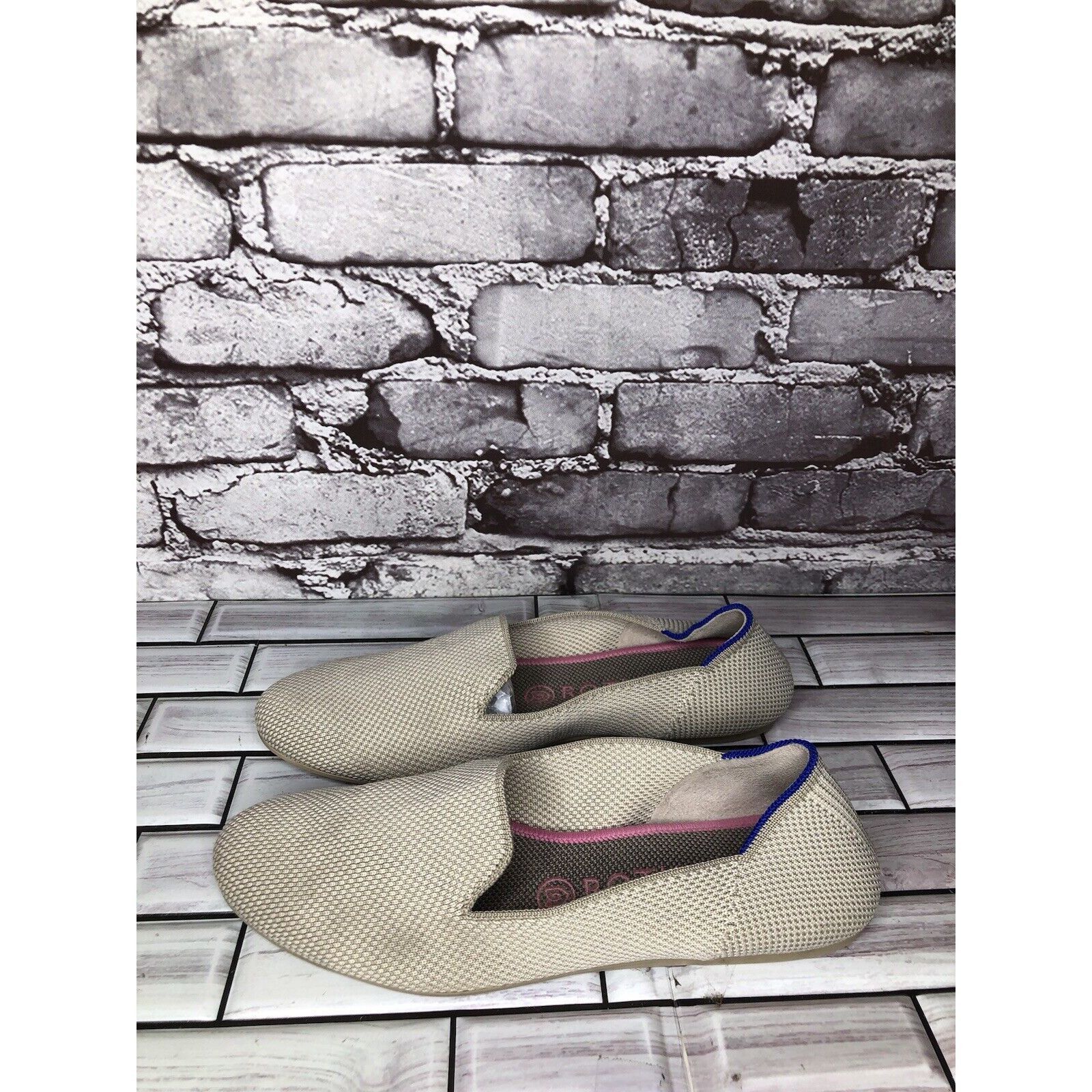 Other Rothys Cream Gray Knit Casual Slip On Round Toe Ballet Flats Size US 8.5 / IT 38.5 - 11 Thumbnail