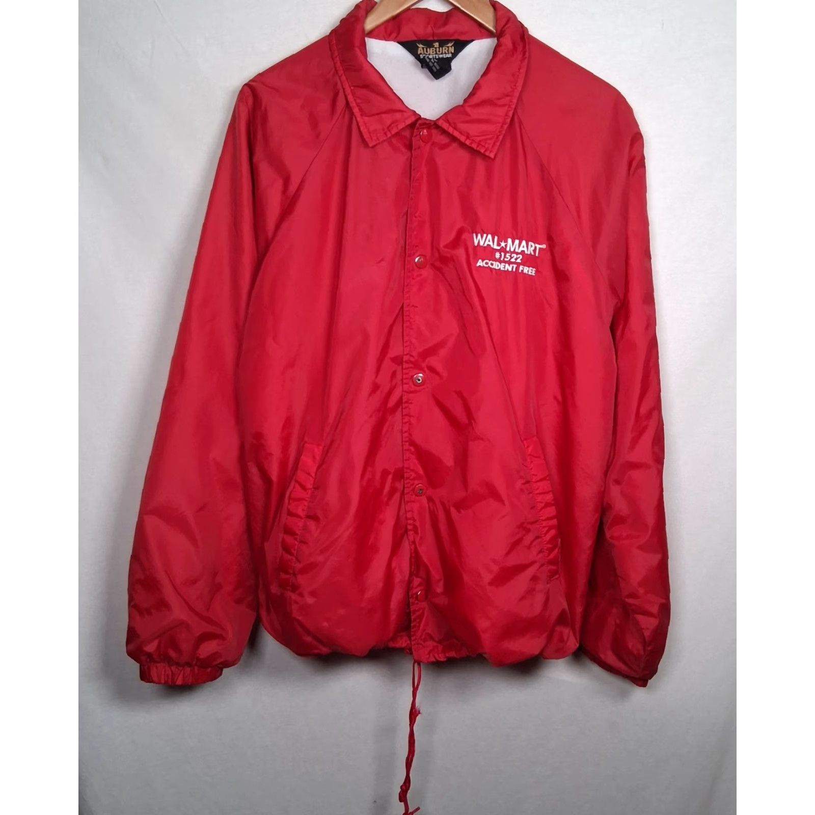 Walmart VINTAGE Wal Mart Accident Free Jacket L Red Coach Sporty Snap Employee Lightweight READ Size US L / EU 52-54 / 3 - 2 Thumbnail
