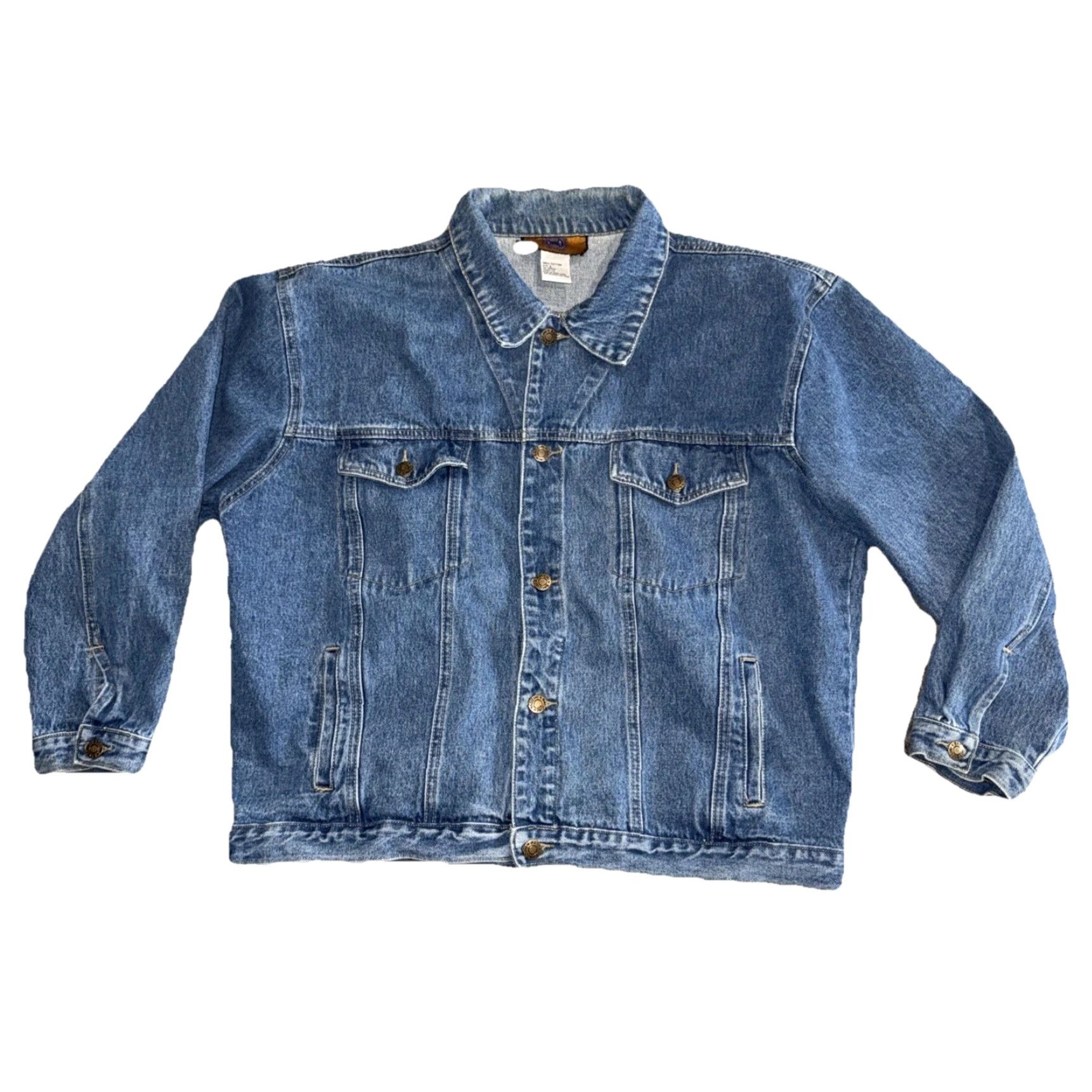 Denime VINTAGE BACCINI Trucker Jacket Men’s L Blue Denim 50 Chest Y2K 80s 90s Pockets Button Short Casual Workwear Jacket Mens Size US 33 - 2 Thumbnail