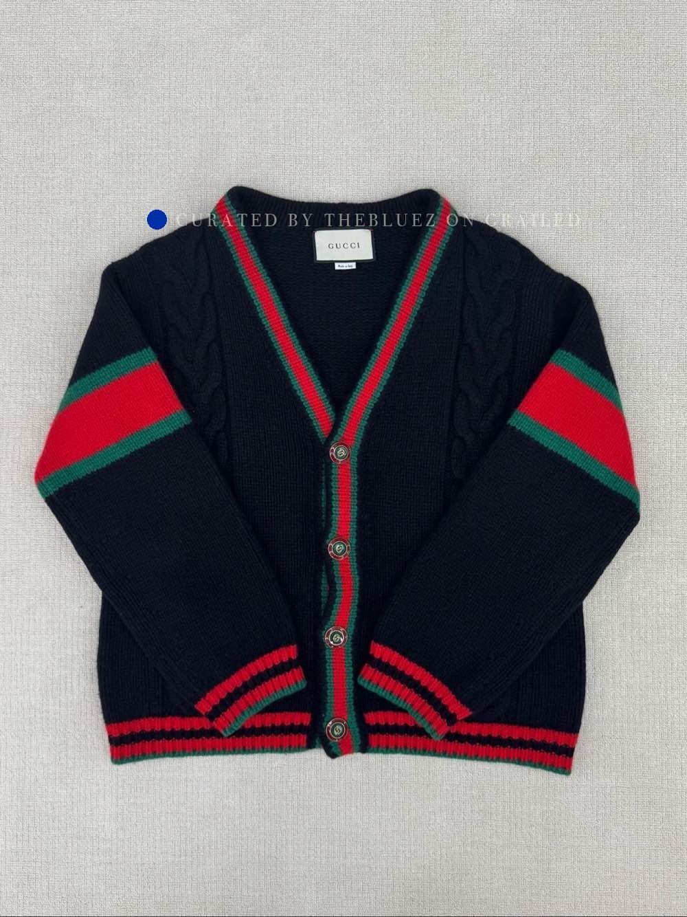 Gucci Web Stripe Cable Knit Cardigan in Black Size US S / EU 44-46 / 1 - 1 Thumbnail