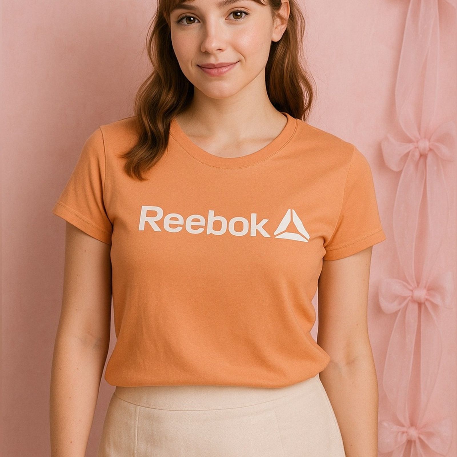 Reebok Reebok Peach Logo T-Shirt – Size M, Lightweight Athletic Tee Size M / US 6-8 / IT 42-44 - 1 Thumbnail