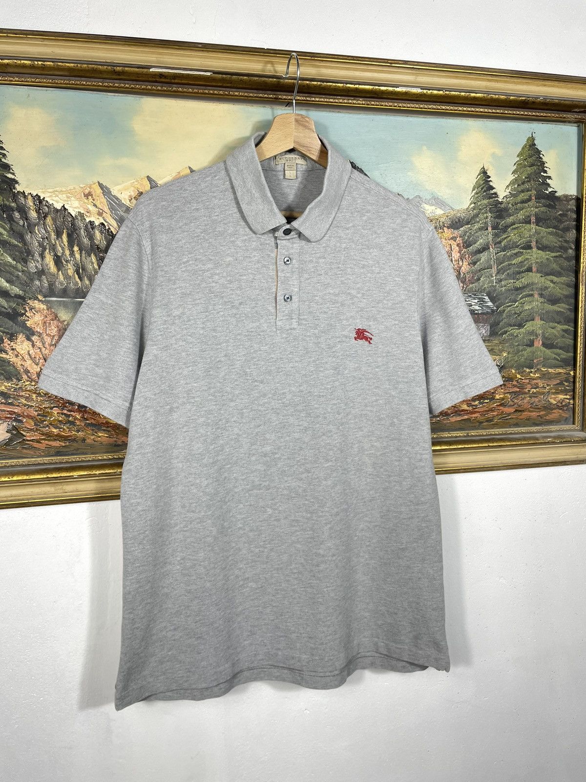 Burberry Burberry Gray Polo T-shirt Short Sleeve Tee Old Money Luxury Size US L / EU 52-54 / 3 - 2 Thumbnail