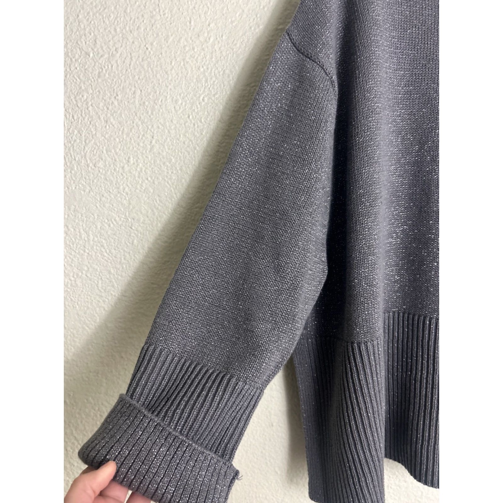 Gap Gap Sweater Womens Large Turtleneck Silver Lurex 24/7 Split Hem Pullover Size L / US 10 / IT 46 - 3 Thumbnail