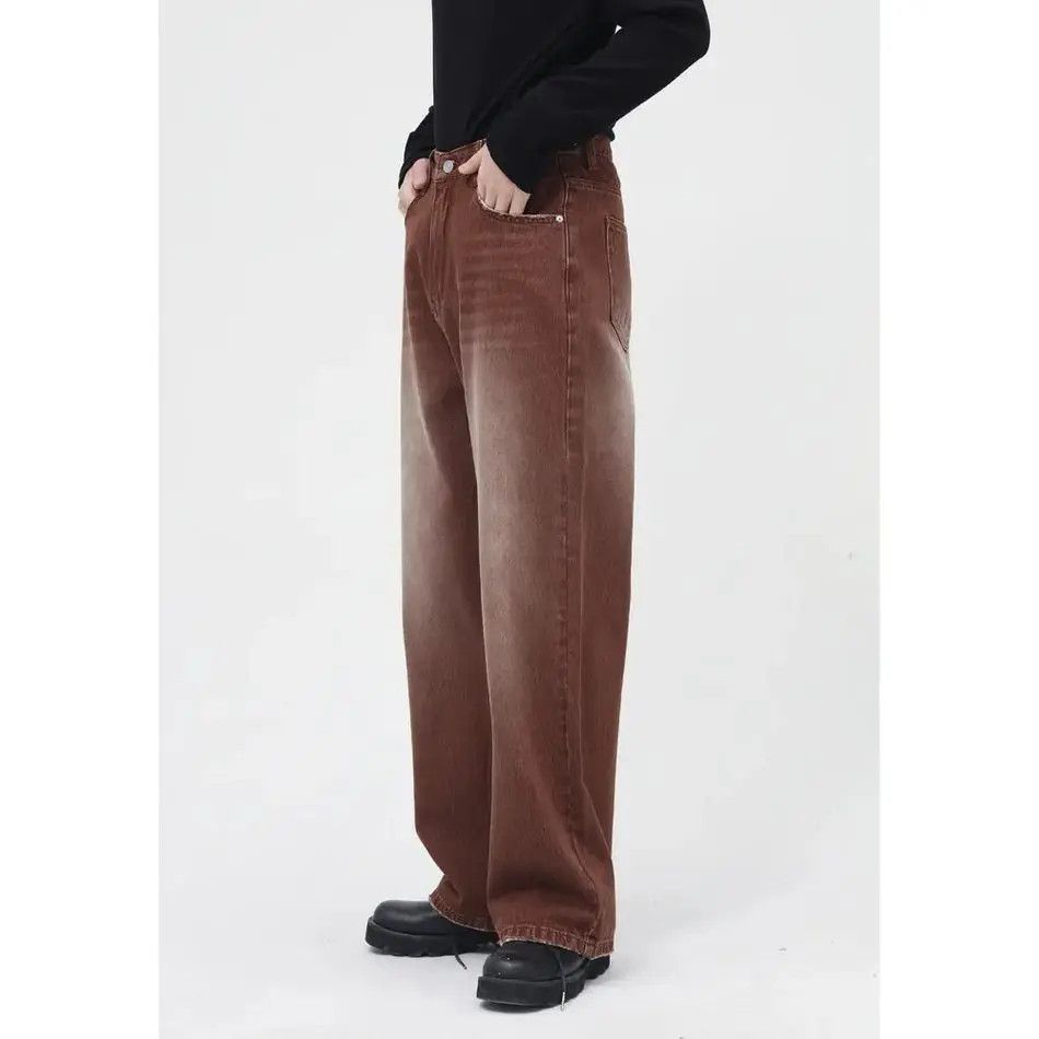 Retro brown casual wide leg denim shorts