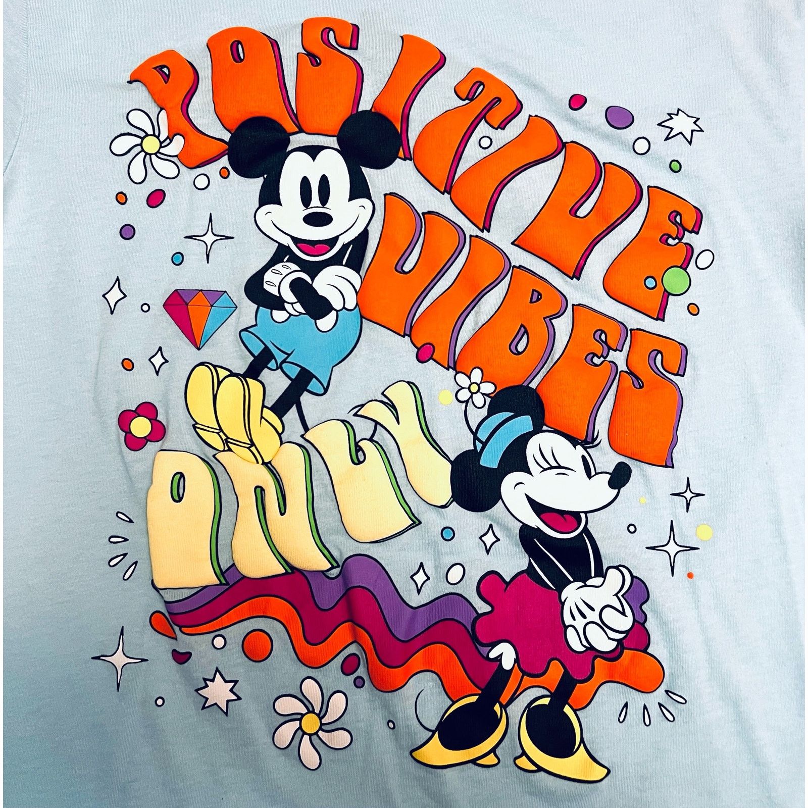 Disney Disney Mickey & Minnie Mouse Positive Vibes Only T-Shirt Size M / US 6-8 / IT 42-44 - 2 Thumbnail