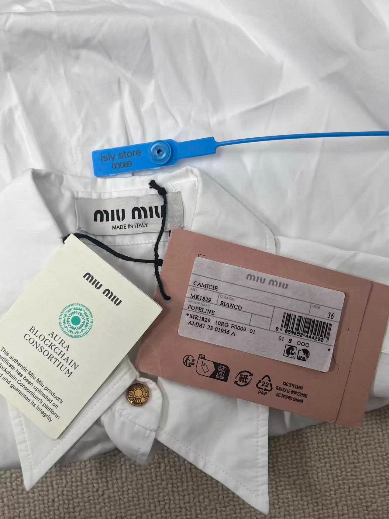 Miu Miu MIU MIU White Logo Print Cropped Short Sleeve Shirt 36 Size XS / US 0-2 / IT 36-38 - 5 Thumbnail