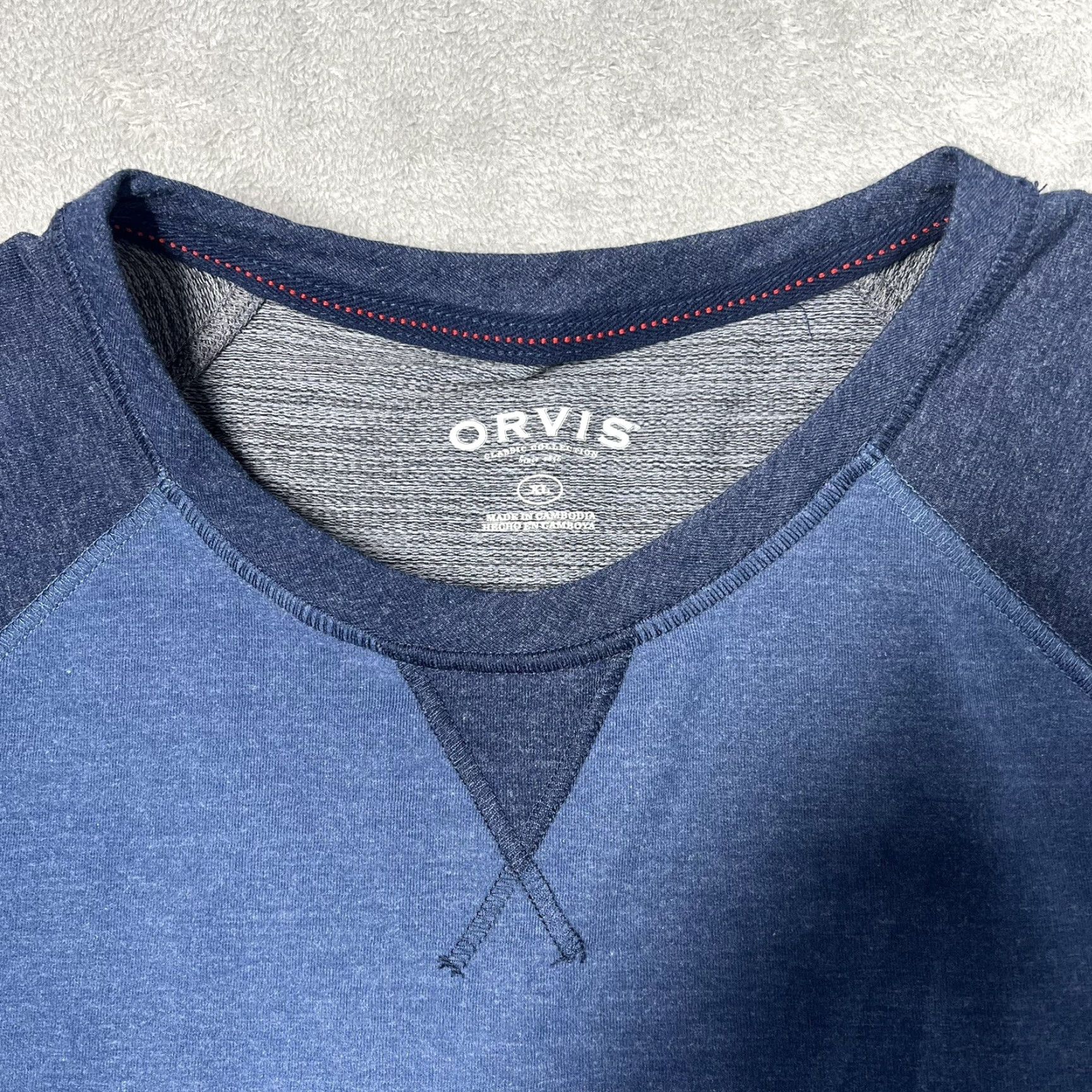 Orvis Orvis Long Sleeve T-Shirt Mens XL Heather Blue Rayon Polyester Blend Crew Neck Logo Stretch Regular American Shirt Size US XL / EU 56 / 4 - 7 Thumbnail