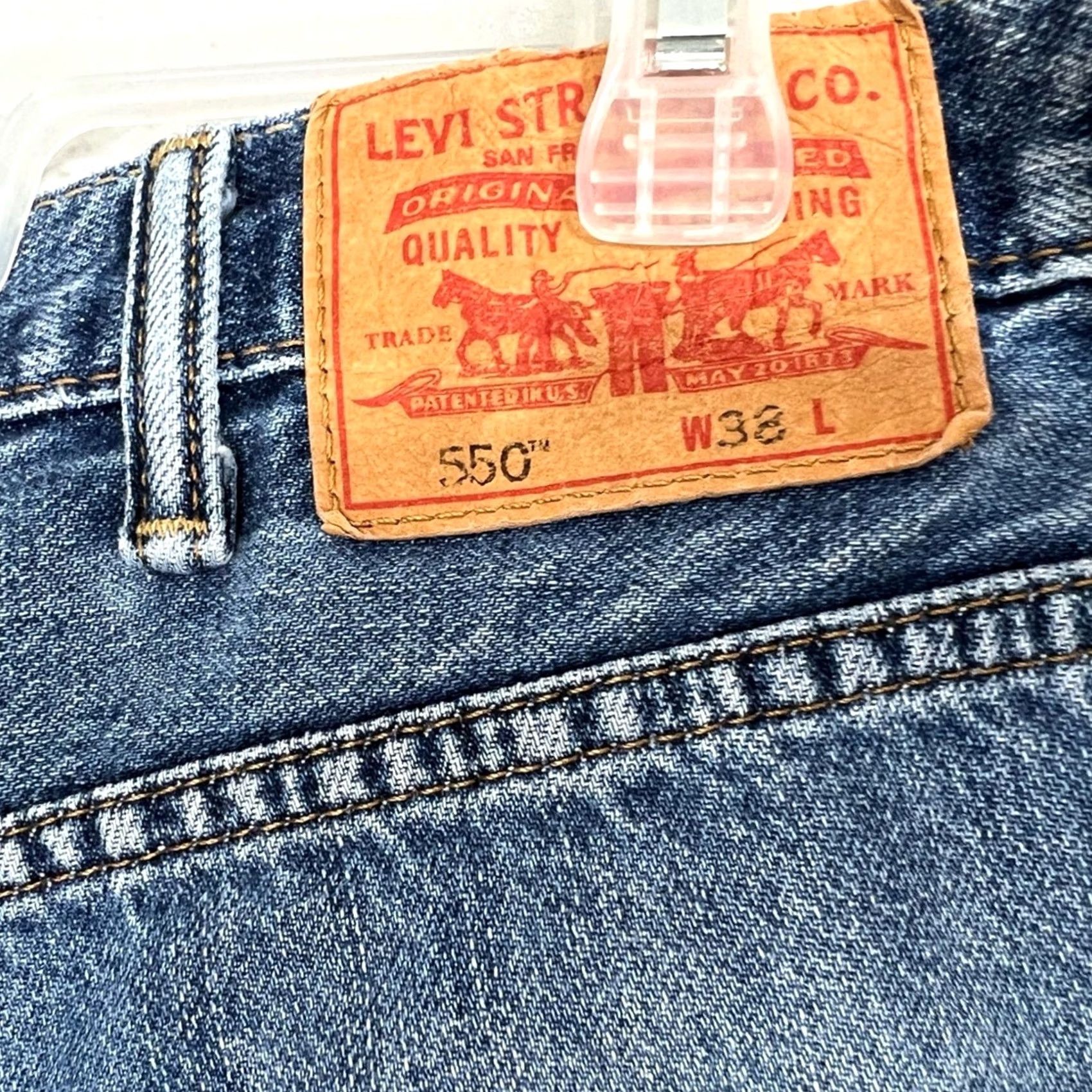 Levi's Levis 550 Jean Shorts Mens 38x10 Relaxed Fit Jorts Dad Denim Casual Cotton Dark Blue Size US 38 / EU 54 - 3 Thumbnail