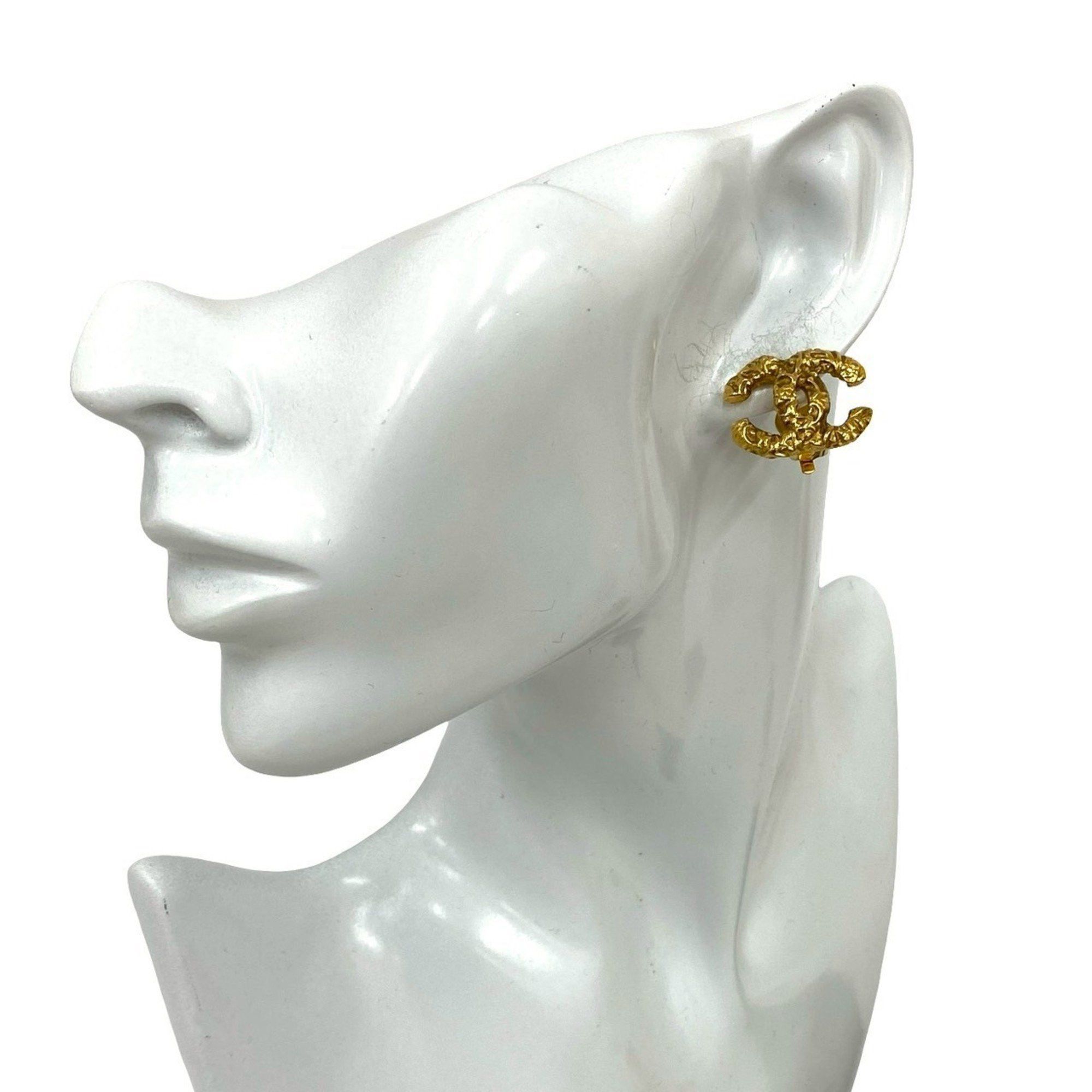 Chanel CHANEL Vintage Coco Mark Lava Earrings and Ear Cuffs, Gold, 04628 Size ONE SIZE - 1 Thumbnail