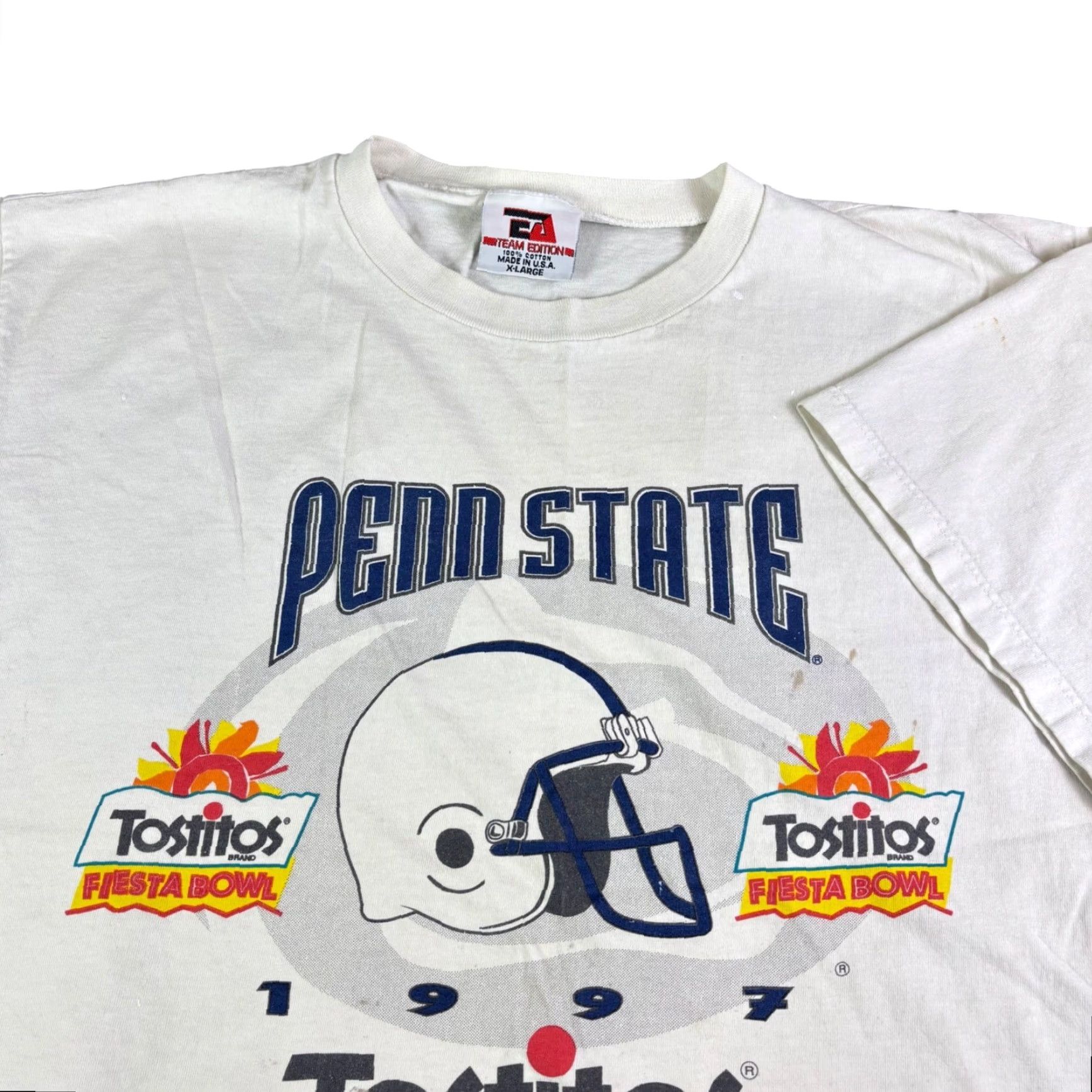 Penn VINTAGE 1997 Penn State Tostitos Fiesta Bowl Shirt XL Team Edition White USA Men's XL Graphic Tee Sportswear Size US XL / EU 56 / 4 - 2 Thumbnail