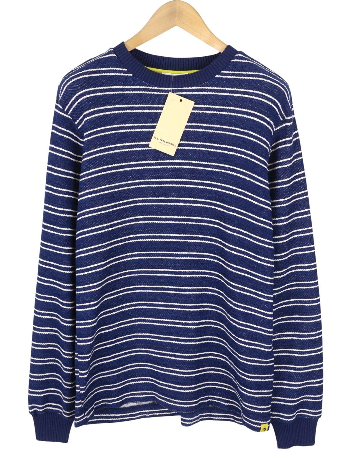 Scotch & Soda M Blue Striped Soft Material Crew Neck Pull On 91031 Size US M / EU 48-50 / 2 - 2 Thumbnail