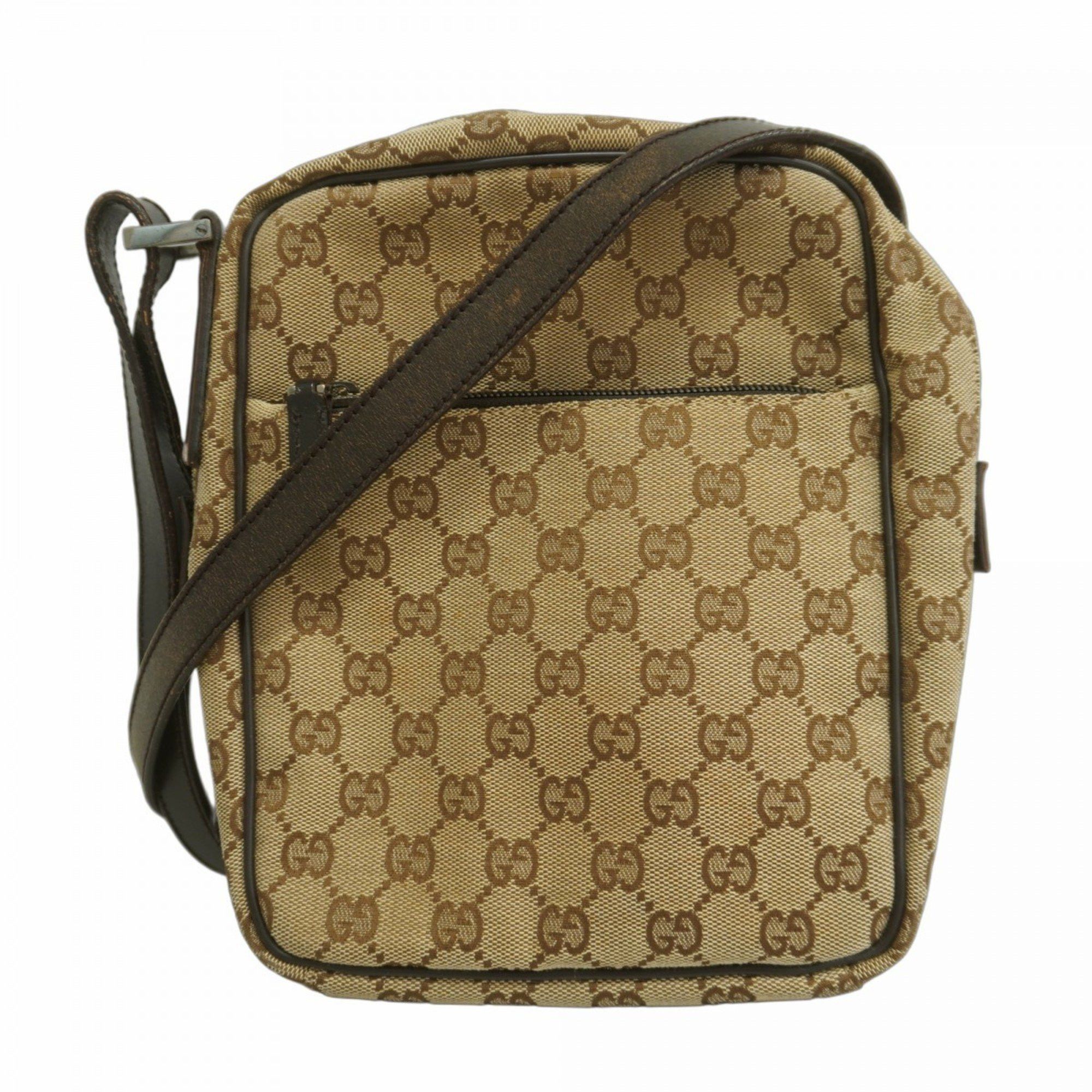 Gucci Shoulder Bag GG Canvas 03136 Brown Women's