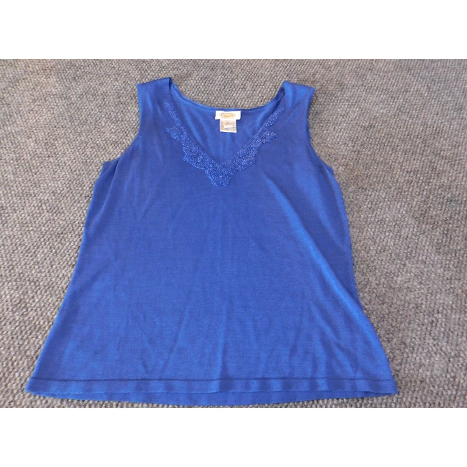 Talbots Talbots Blouse Women Large Blue Sleeveless Round Neck Lyocell Rayon Classic Casual Solid Size L / US 10 / IT 46 - 2 Thumbnail