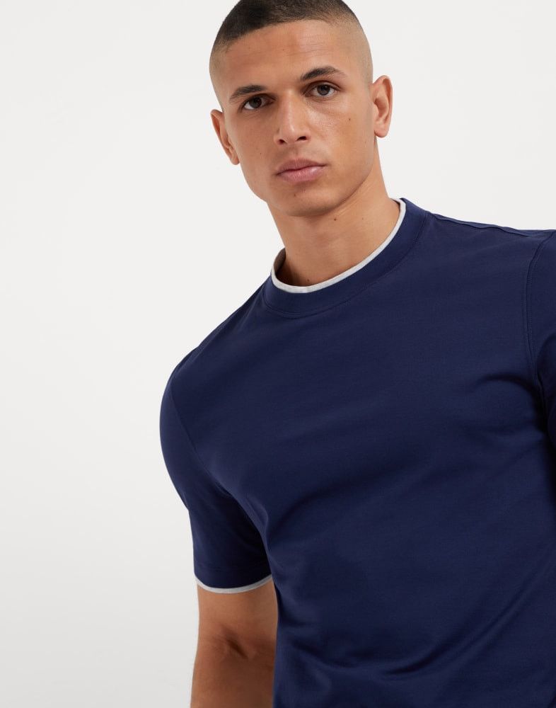Brunello Cucinelli o1w1db10825 T-Shirt in Blue Size US L / EU 52-54 / 3 - 2 Thumbnail