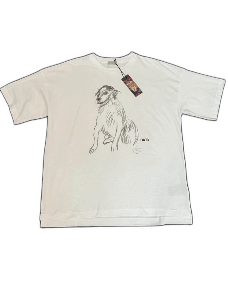 Dior Dior Dog Sketch Print Short Sleeve T-Shirt Size US L / EU 52-54 / 3 - 1 Thumbnail
