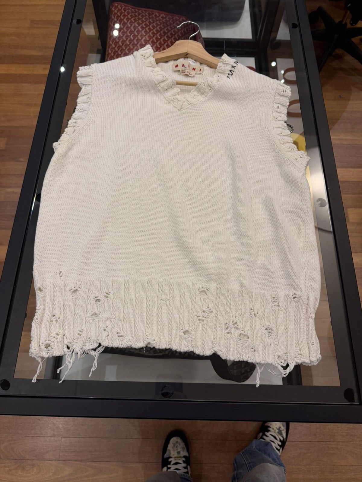Marni Marni Destroyed Knit Cotton Vest - White Size US L / EU 52-54 / 3 - 3 Thumbnail