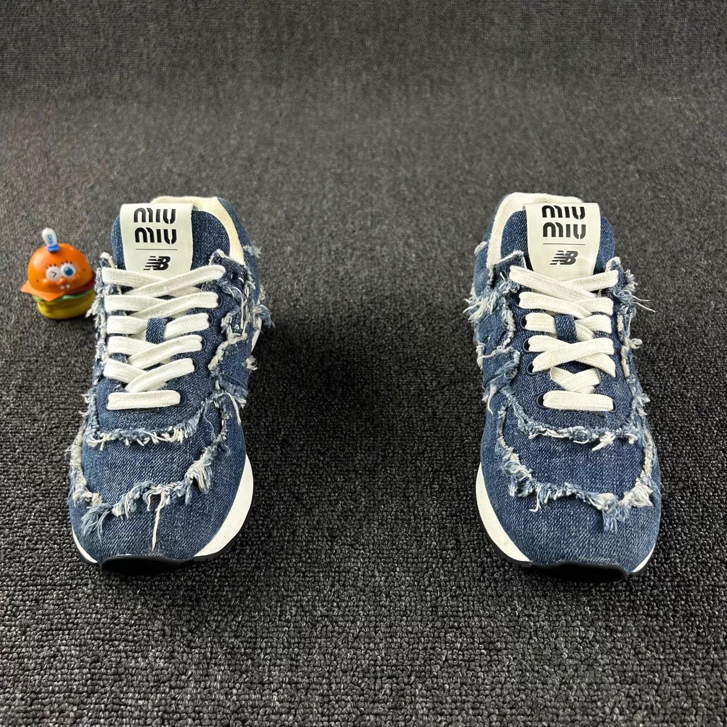 Miu Miu MIU MIU Women's Denim Distressed Sneakers Size US 6 / IT 36 - 2 Thumbnail