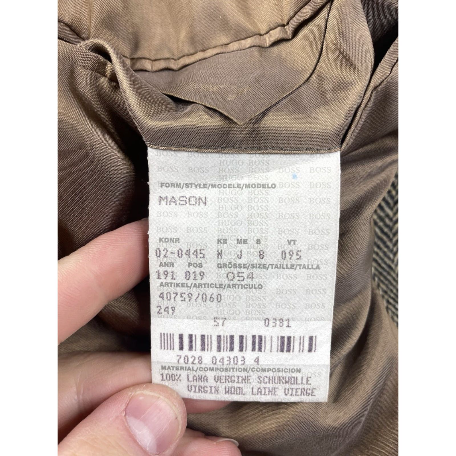 Hugo Boss VINTAGE Hugo Boss Mason Sport Coat Men 44R Brown Herringbone Wool Blazer Jacket Size 44R - 3 Thumbnail