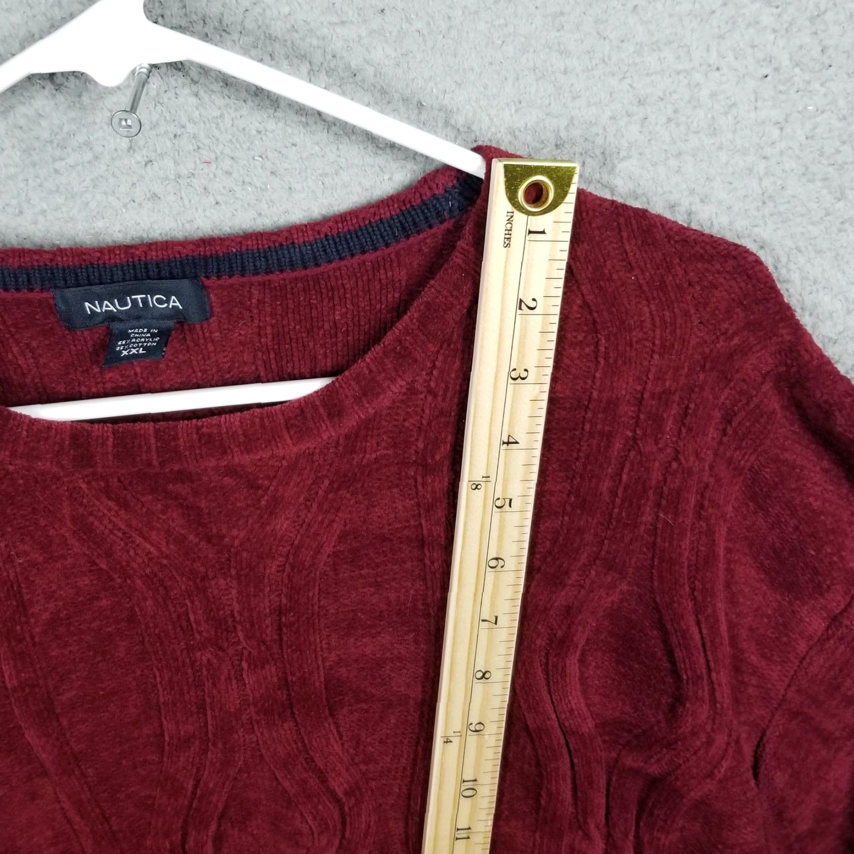 Nautica Nautica Sweater Mens 2XL Red Cable Knit Crewneck Pullover Cotton Blend Casual Mens Size US XXL / EU 58 / 5 - 4 Thumbnail