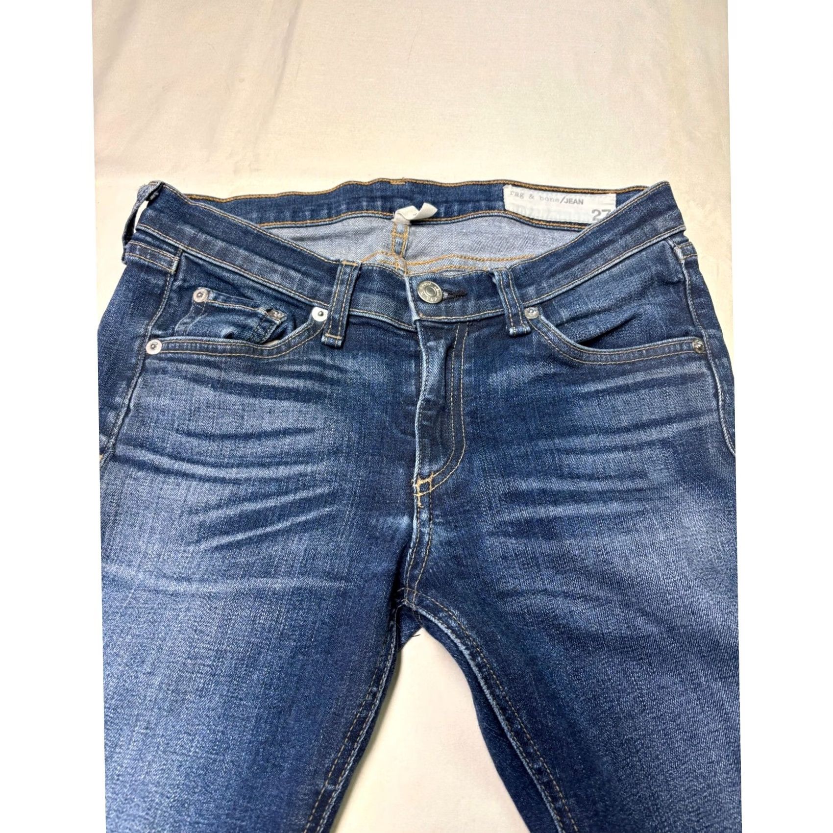 Rag & Bone Rag & bone Jeans Women Skinny Denim Blue 27 Waist 27 Inseam 30 Rise Mid Zip Button 5-Pocket Design Distressed Comfortable Slim Hairline Logo Zipper Size 27" / US 4 / IT 40 - 2 Thumbnail