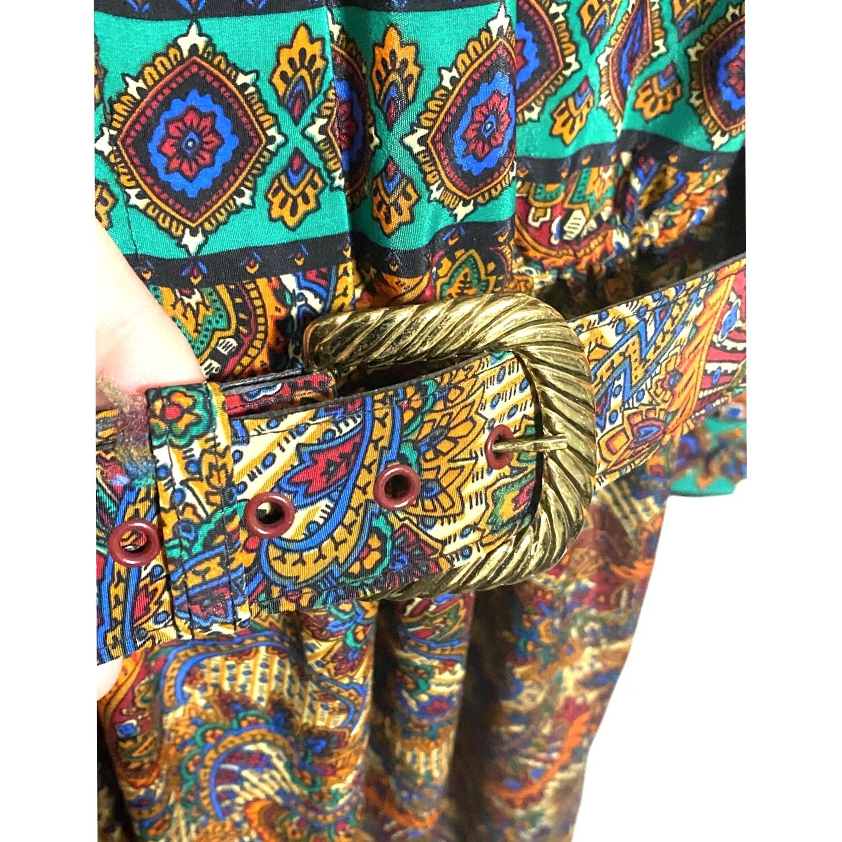 Etro VTG Lady Carol New York Paisley Pleated Dress Women 6P Secretary Retro Boho USA Shirt Dress Midi Multicolor Paisley 70s 80s Womens Size M / US 6-8 / IT 42-44 - 3 Thumbnail