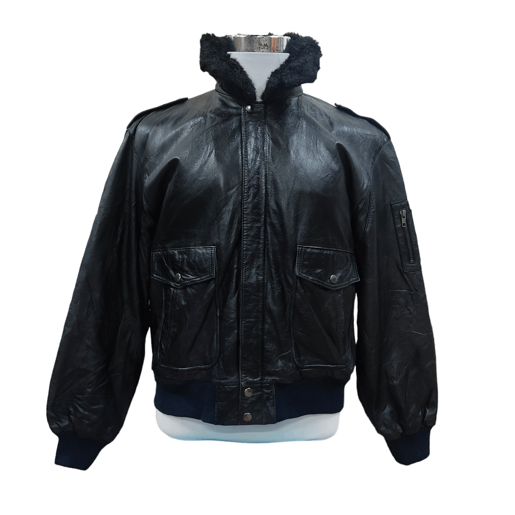 Genuine Leather US AIR FORCE Aviator Bomber Cowhide Leather Jacket Size US XL / EU 56 / 4 - 1 Thumbnail