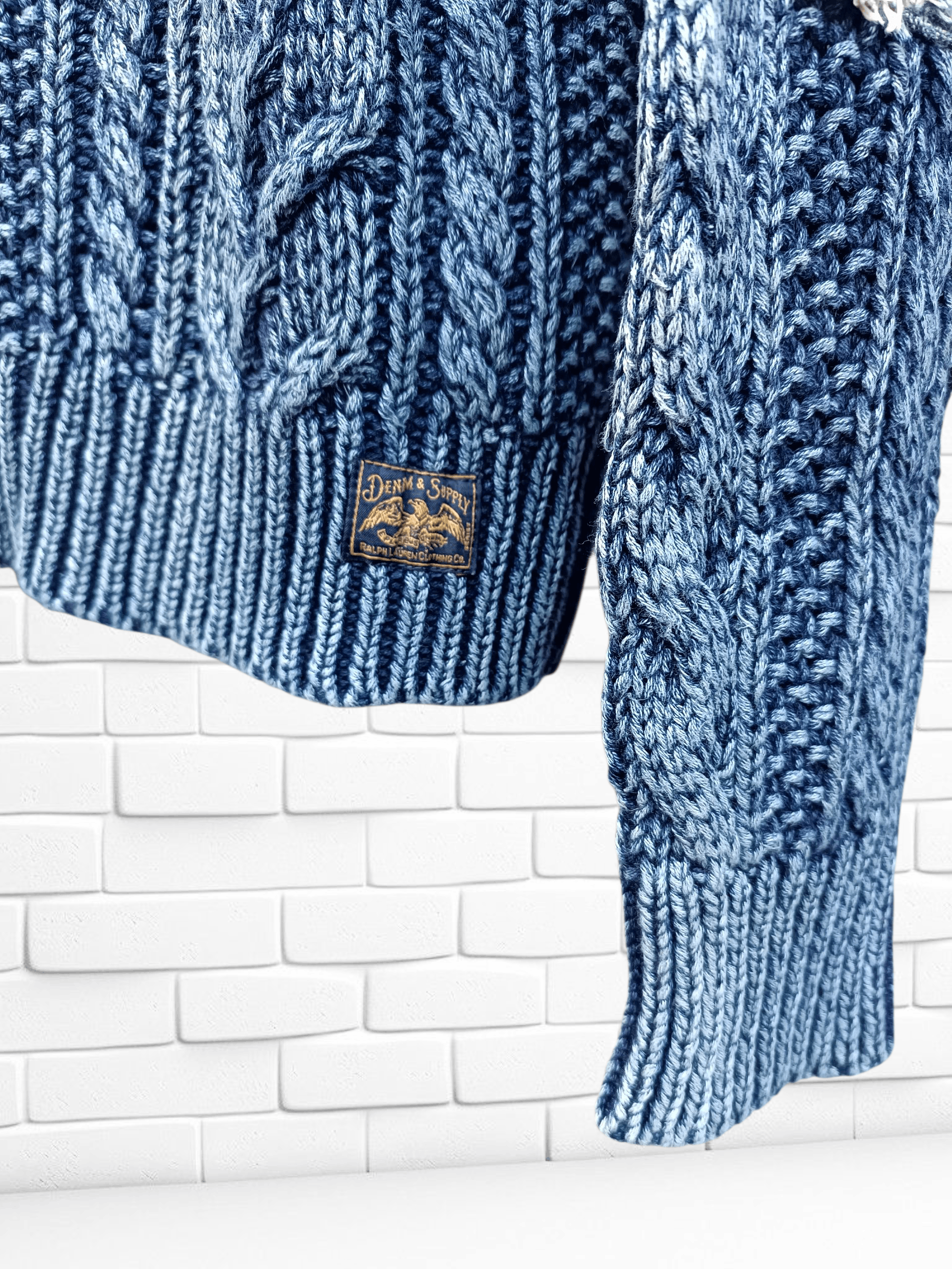Denim & Supply Ralph Lauren Sweater Knit Indigo Dyed Wash Elbow Patch Denim Size US M / EU 48-50 / 2 - 3 Thumbnail