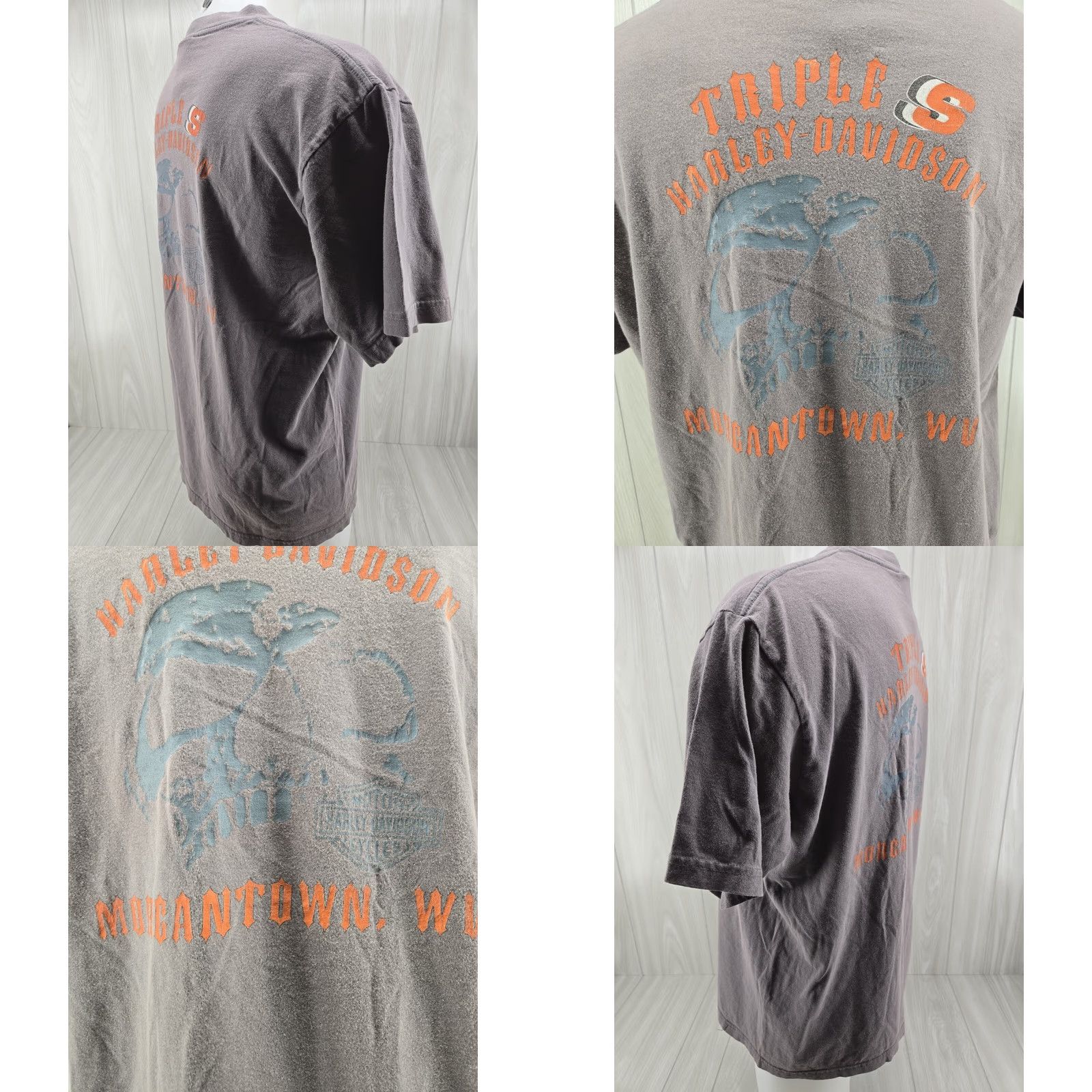 Harley Davidson VINTAGE Harley-Davidson Motorcycle T Shirt Men XL Gray Distressed Morgantown WV Shirt Size US XL / EU 56 / 4 - 8 Thumbnail