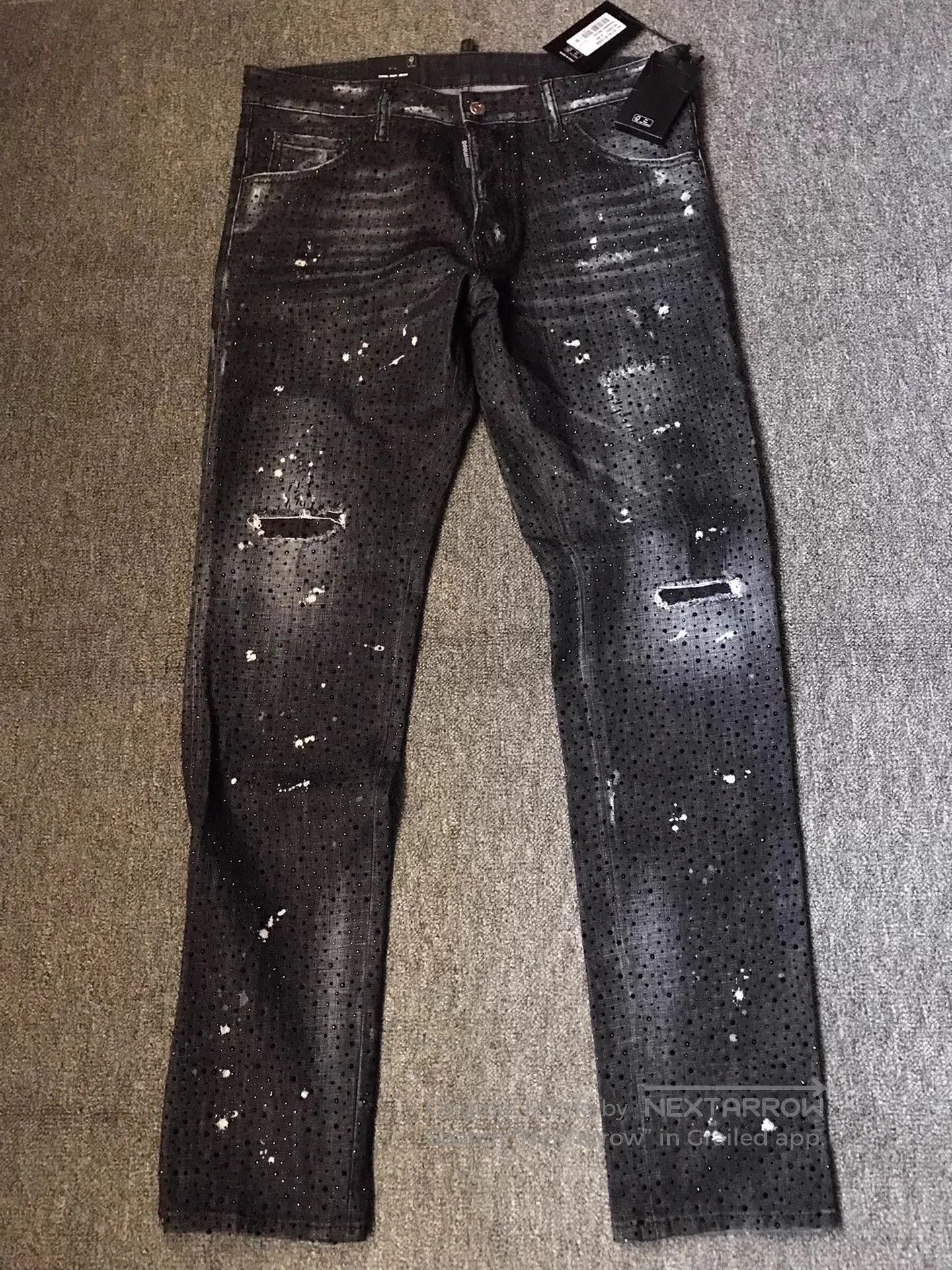 Dsquared2 Black Distressed Denim Jeans with Paint Splatter. Size US 34 / EU 50 - 1 Thumbnail