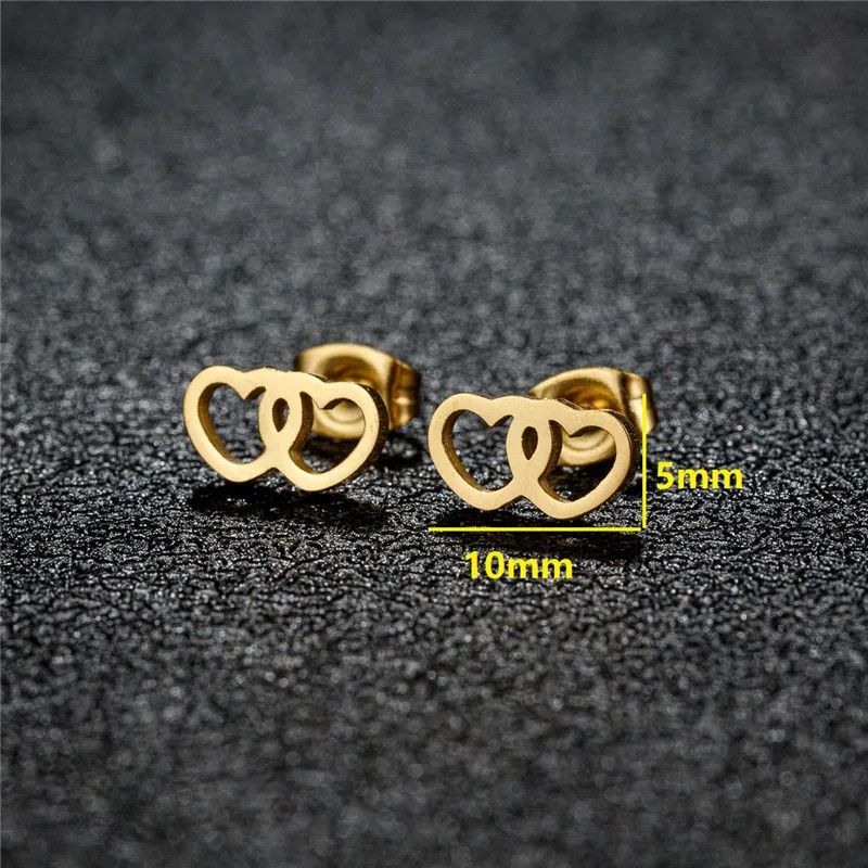 Jewelry Double Heart Earrings Charm Earring Gift Size ONE SIZE - 2 Thumbnail