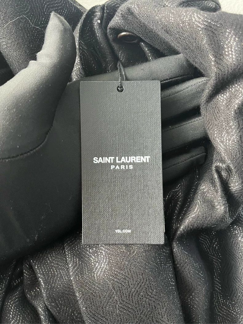 Yves Saint Laurent Saint Laruent Black Shiny Silver Wide Leg Corset Pants 2502 Size 34" / US 12 / IT 48 - 4 Thumbnail