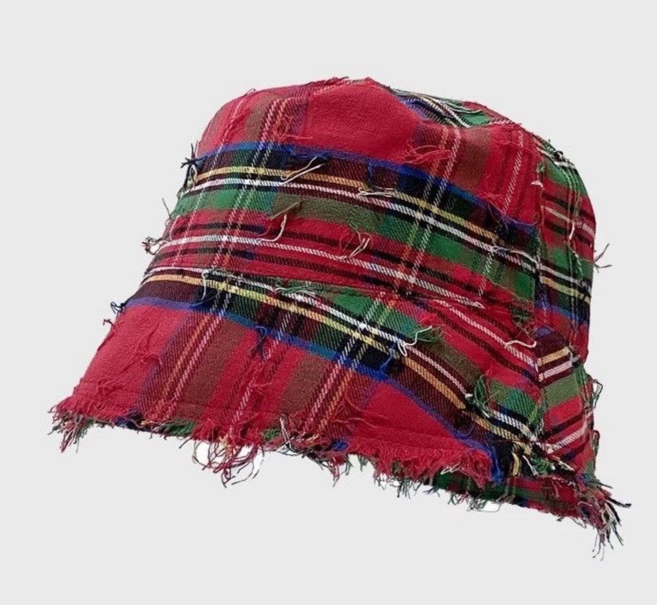 Japanese Brand Streetwear retro tartan plaid check distressed bucket hat Size ONE SIZE - 1 Thumbnail