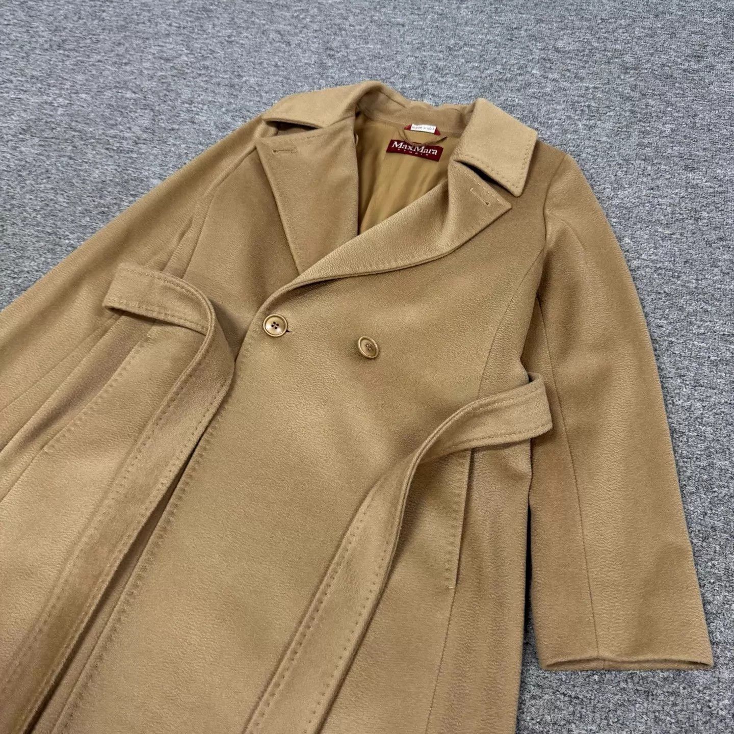 Max Mara Max Mara Camel Double-Breasted Belted Wool Coat 36 Size S / US 4 / IT 40 - 4 Thumbnail
