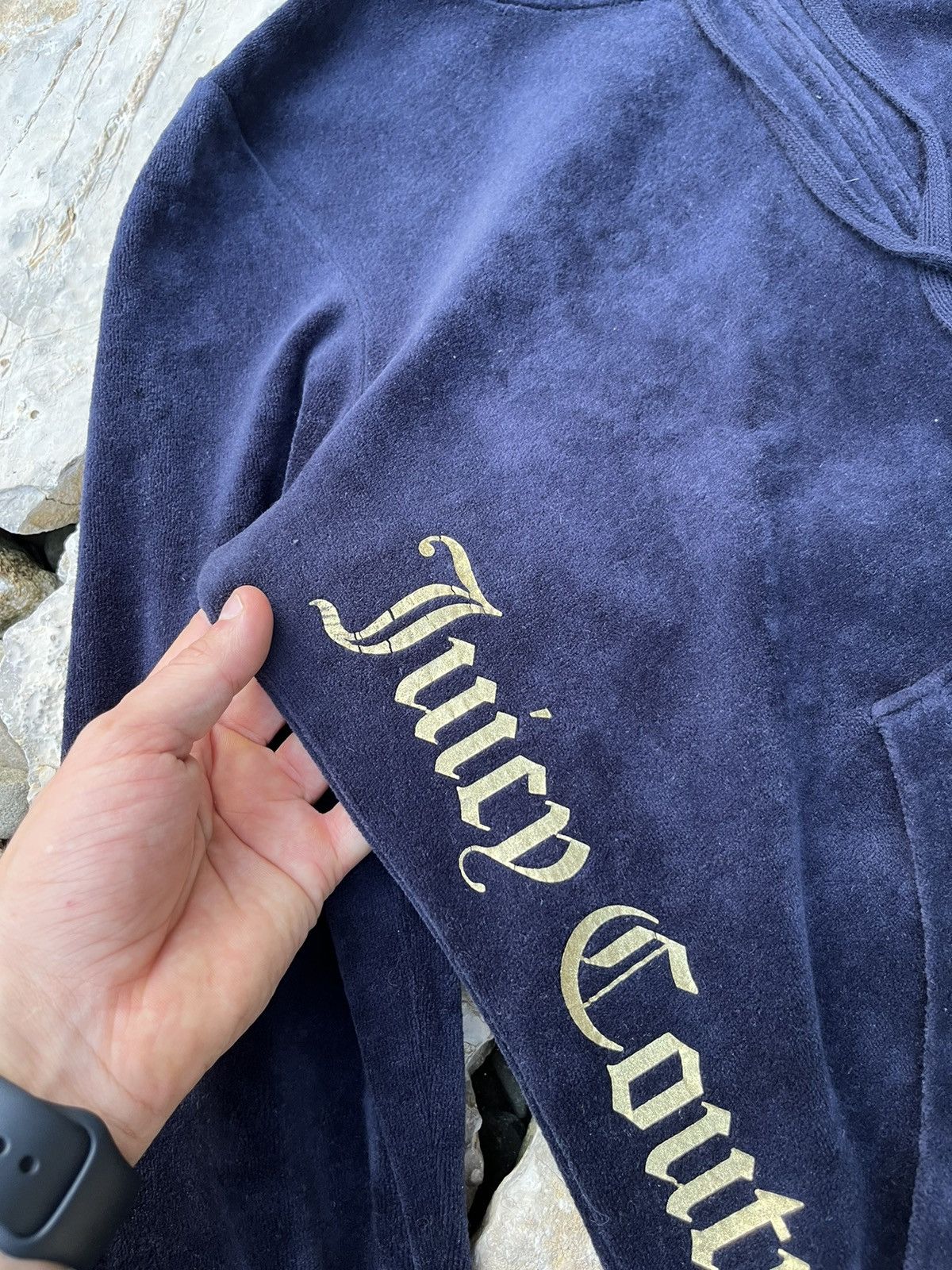 Juicy Couture × Vintage Vintage Juicy Couture y2k velvet black label zip hoodie gold Size L / US 10 / IT 46 - 9 Thumbnail
