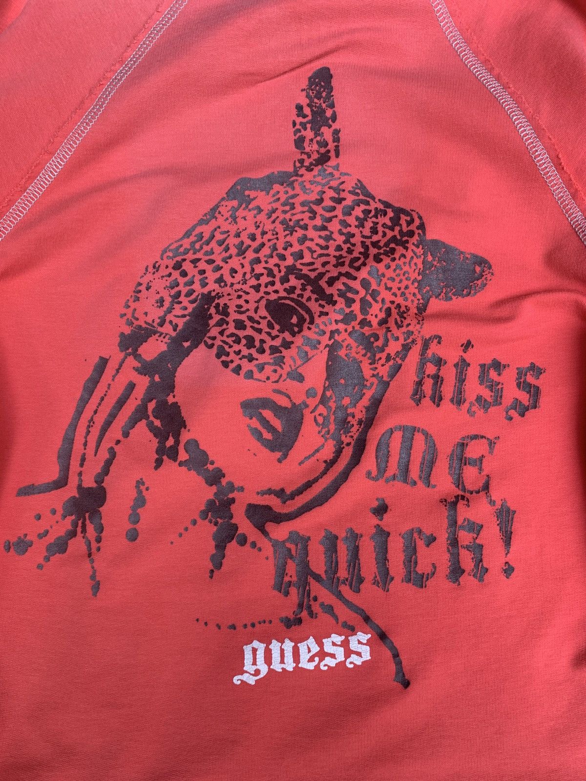 Guess × Vintage y2k Guess Los Angeles Leopard Girl Graphic Wide Neck Sweater Size M / US 6-8 / IT 42-44 - 5 Thumbnail