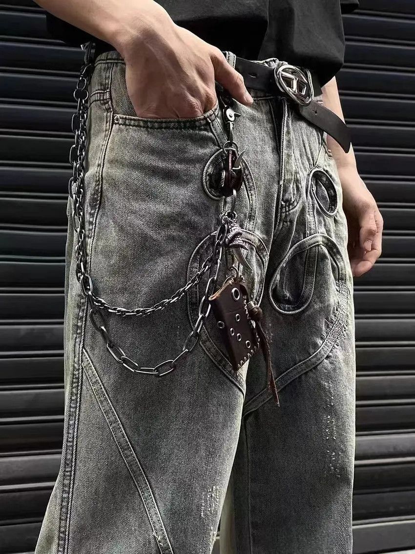 Designer × Japanese Brand Embroidered micro flare patchwork design baggy jeans Size US 34 / EU 50 - 5 Thumbnail