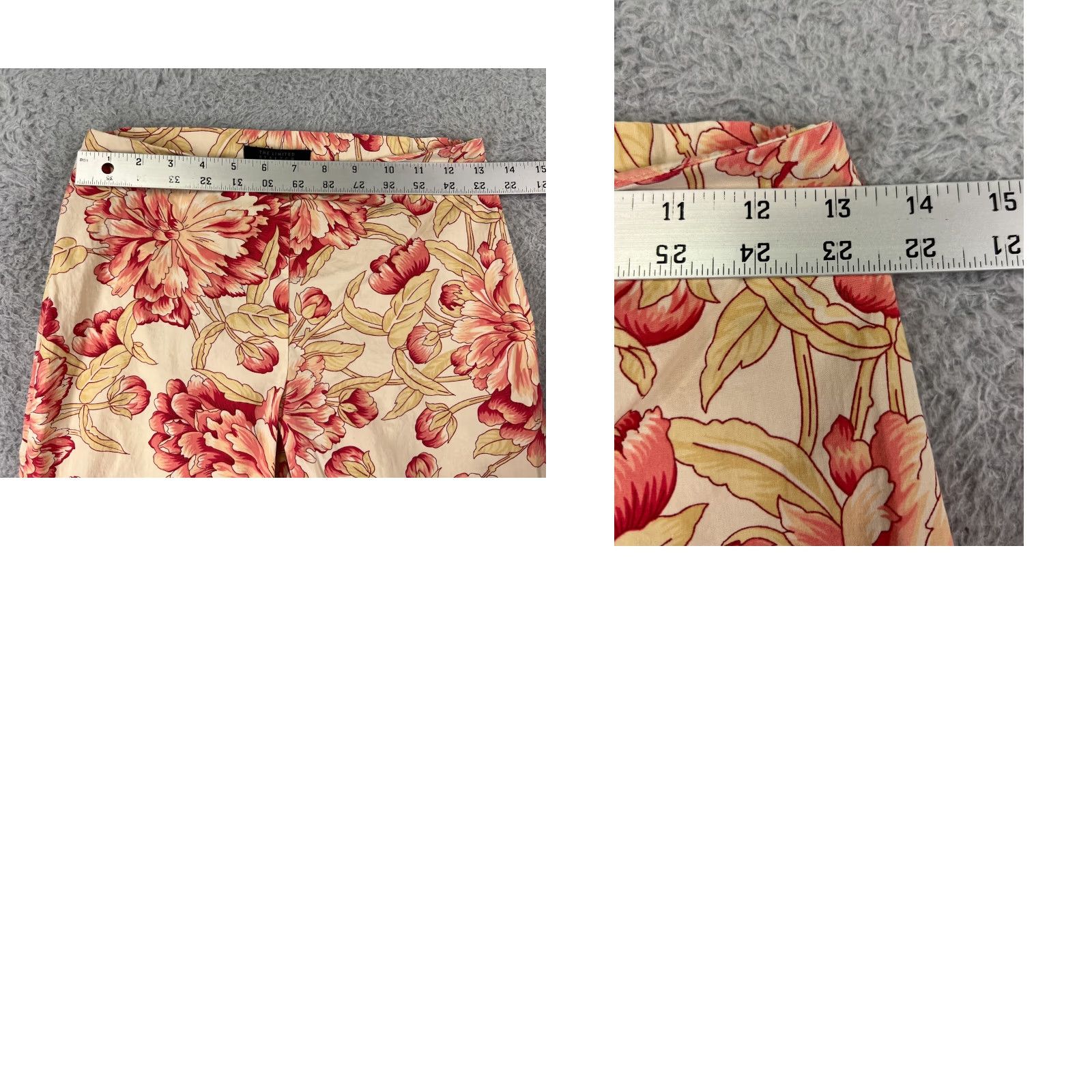 Vintage The Limited Pants Womens 2 Red Beige Floral Ankle Cotton Blend Stretch Pull On Size 26" / US 2 / IT 38 - 9 Thumbnail