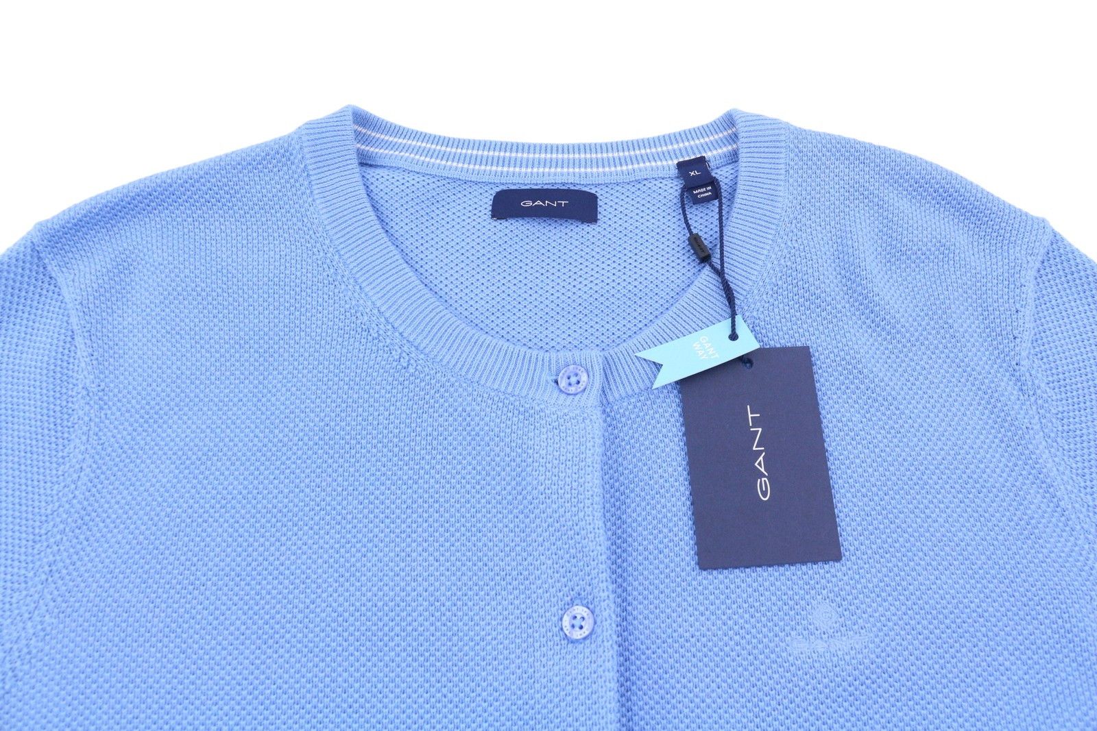 Gant COTTON PIQUE XL Silver Lake Blue Jumper 87223 Size XL / US 12-14 / IT 48-50 - 5 Thumbnail