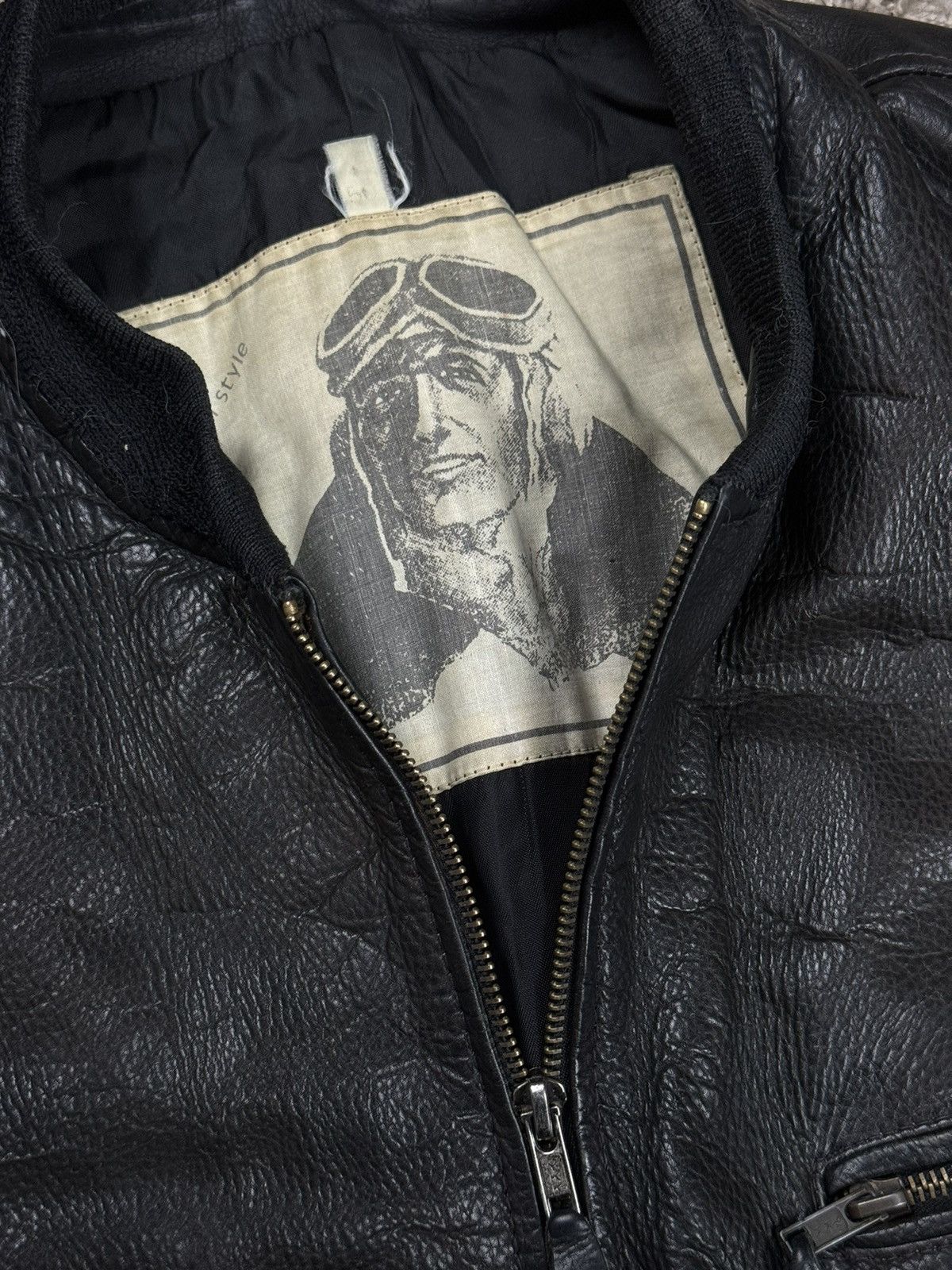 Vintage Vintage leather bomber jacket 90s original retro casual item Size US L / EU 52-54 / 3 - 2 Thumbnail
