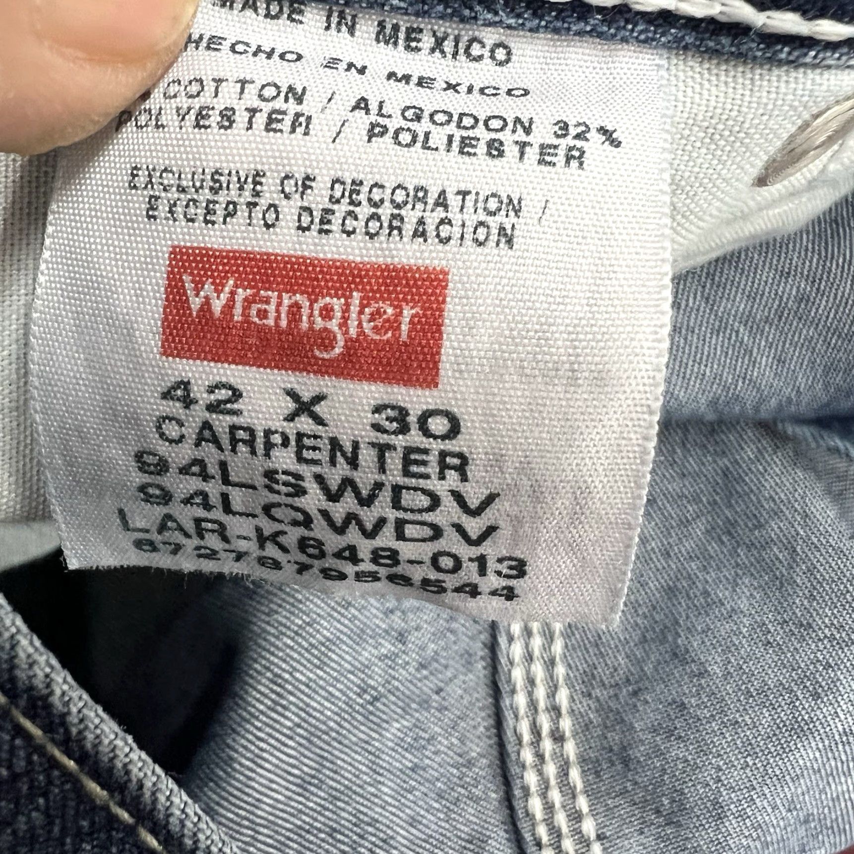Wrangler Wrangler Carpenter Jeans 42x30 Denim Straight Relaxed Blue Mens Regular 5-Pocket Denim Jeans Size US 42 / EU 58 - 7 Thumbnail