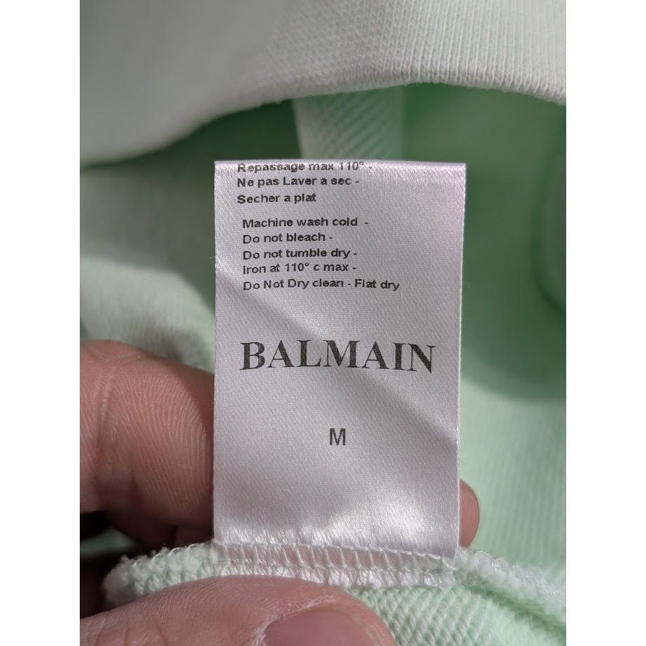Balmain o1rshd1 Crewneck With B Logo in Light Mint Green Size US M / EU 48-50 / 2 - 15 Thumbnail