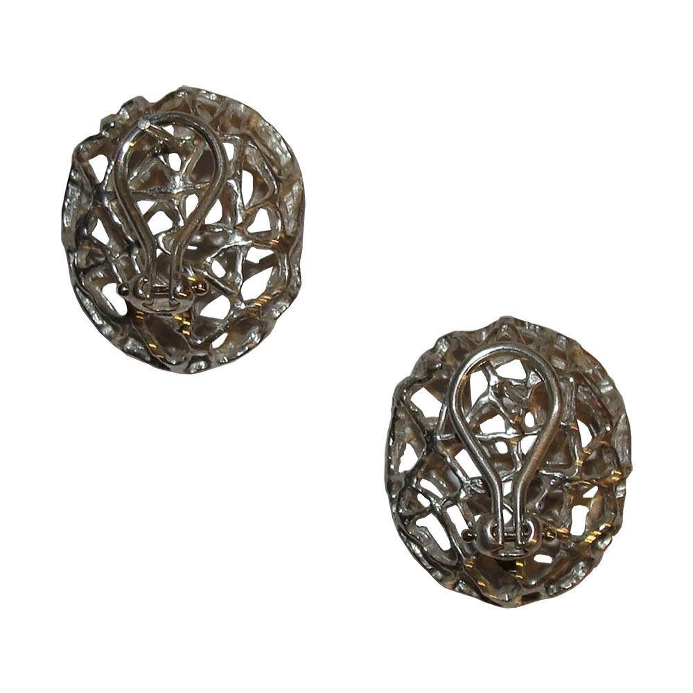 Designer Sterling Abstract Webbed Cut Out Earrings Size ONE SIZE - 4 Thumbnail