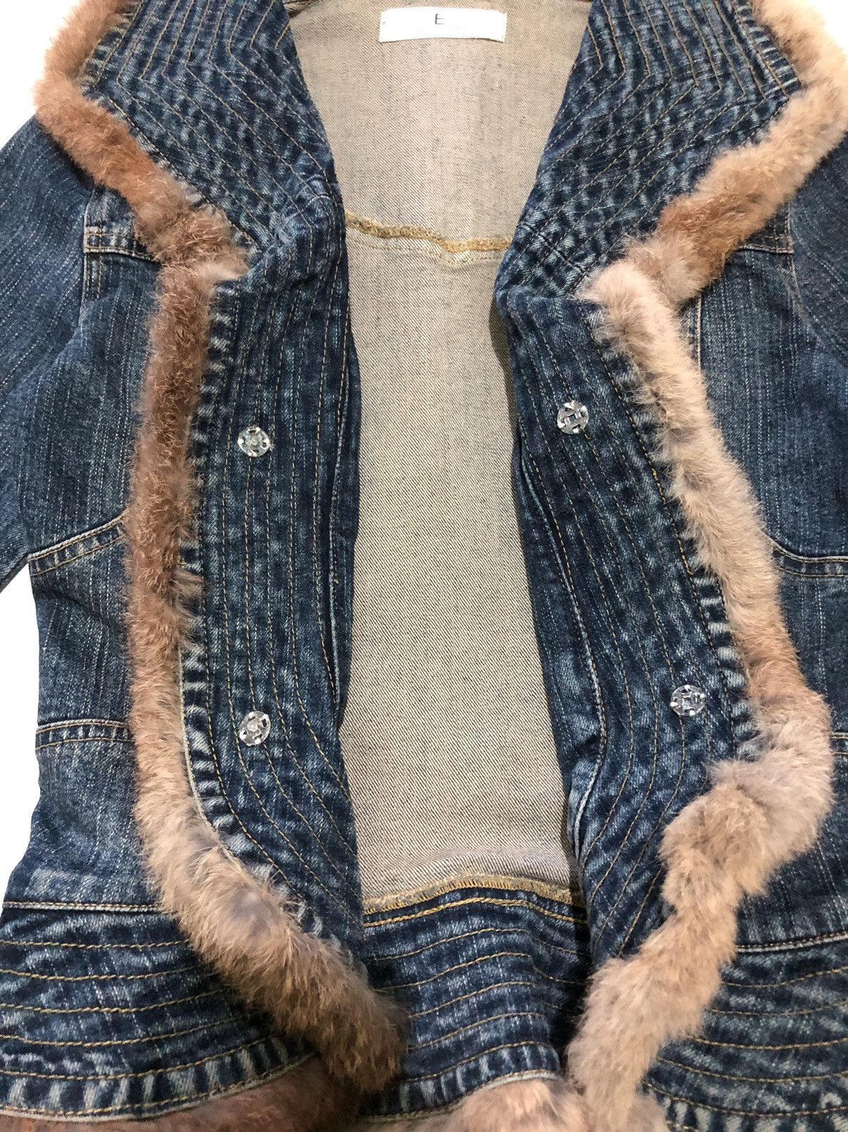 Vintage Encourager Japanese Brand Foxy Denim Jacket n Fur Rabbit Size S / US 4 / IT 40 - 8 Thumbnail