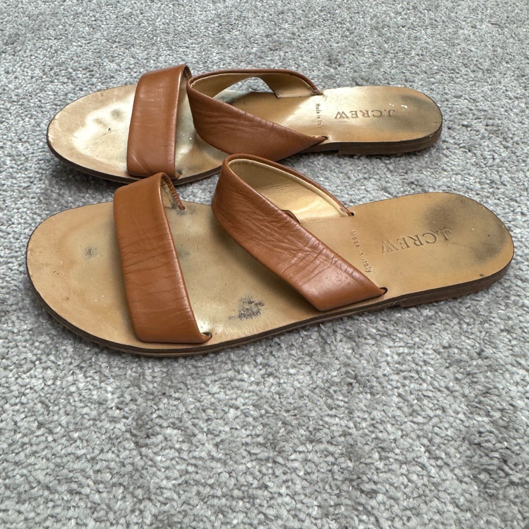 J.Crew VINTAGE J.Crew Leather Sandal Women 8 Slip-On Strappy Flat Casual Boho Minimalist Size US 8 / IT 38 - 2 Thumbnail