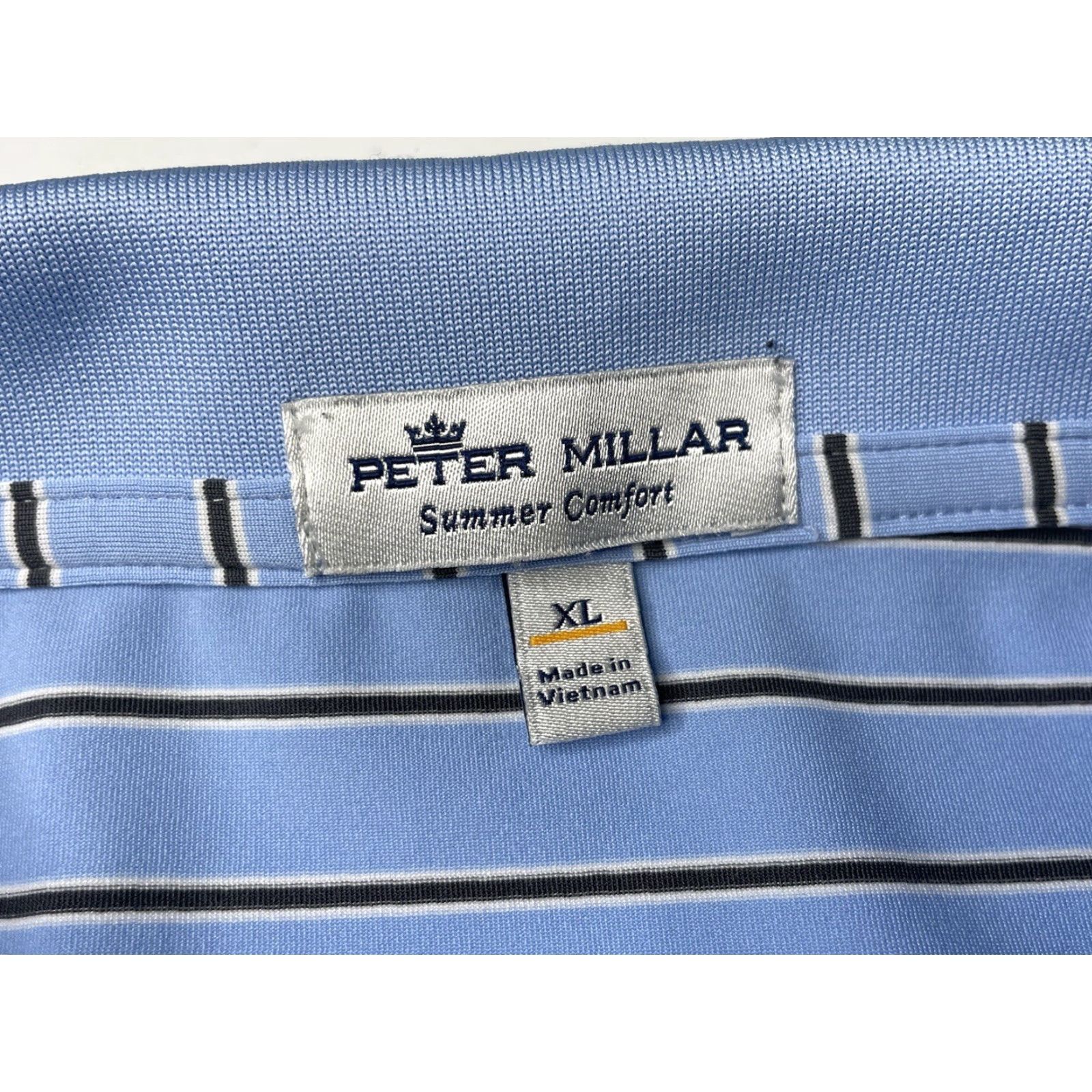 Peter Millar Peter Millar Polo Shirt Striped Golf Mens XL Blue Short Sleeve Collared Stretch Summer Comfort Size US XL / EU 56 / 4 - 2 Thumbnail