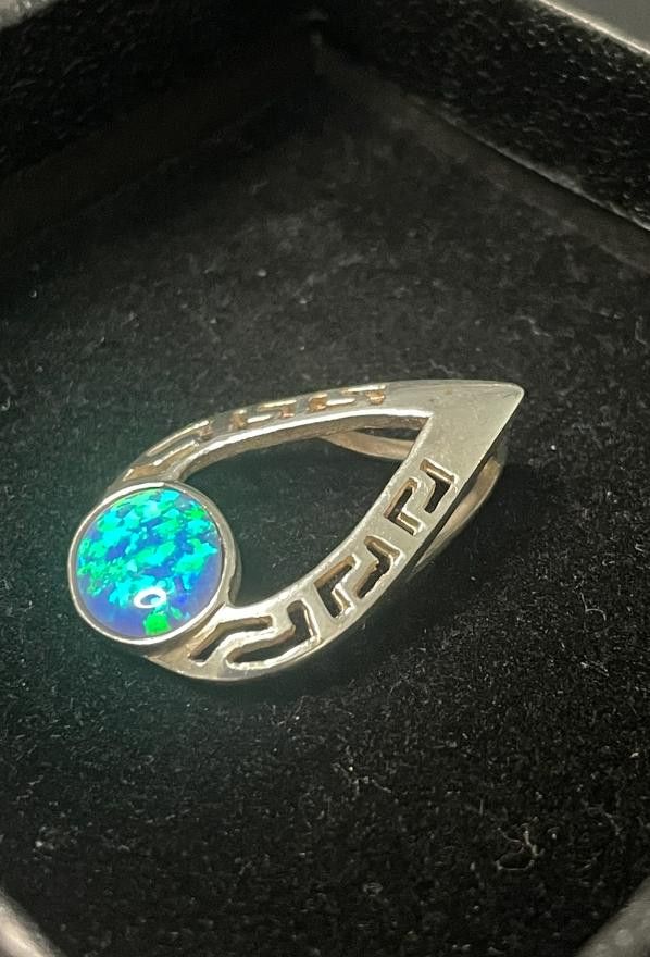 Designer Vintage Blue Fire Opal Pendant .925 Size ONE SIZE - 1 Thumbnail
