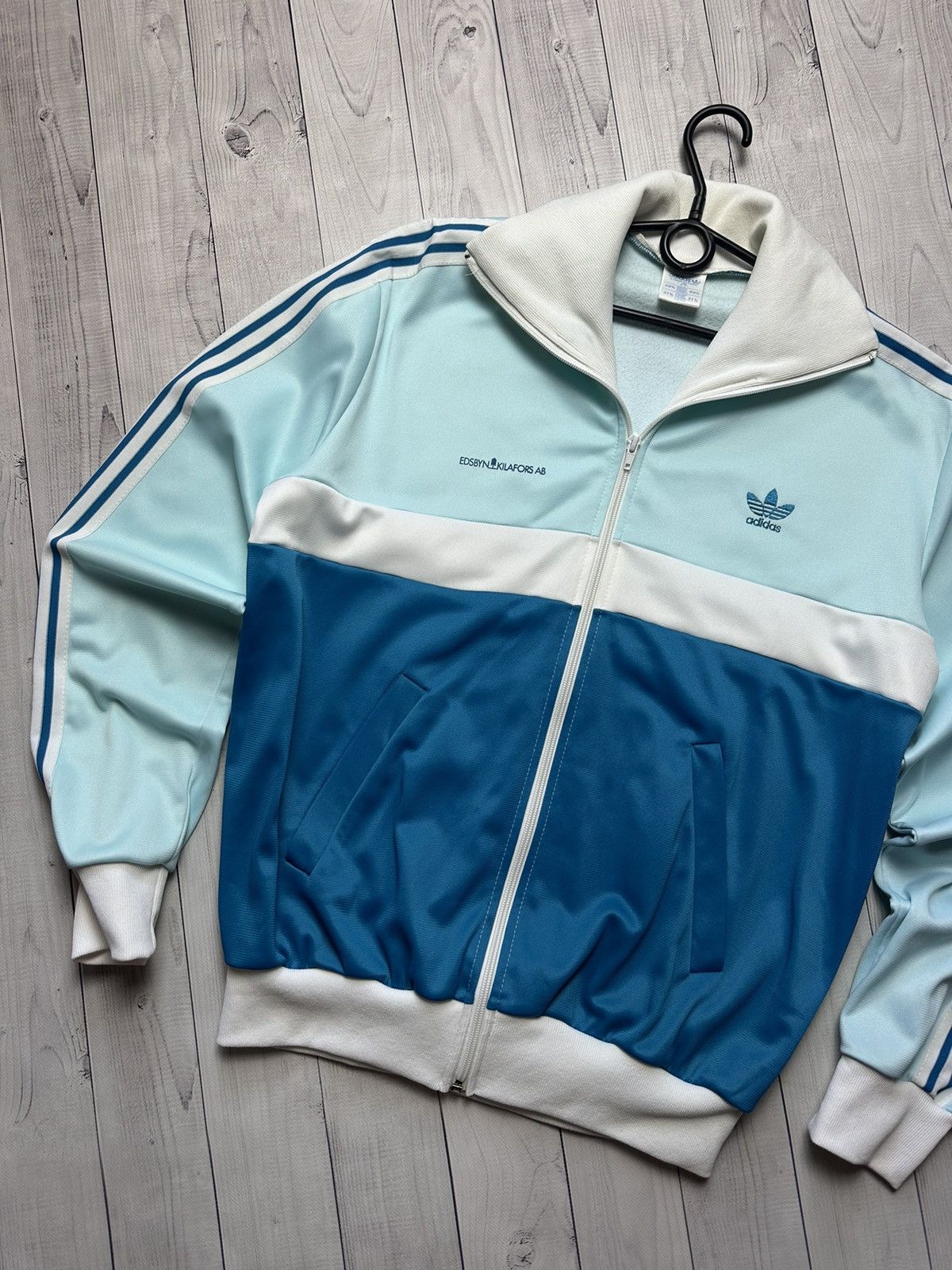 Vintage adidas retro jacket West Germany size L blue rare