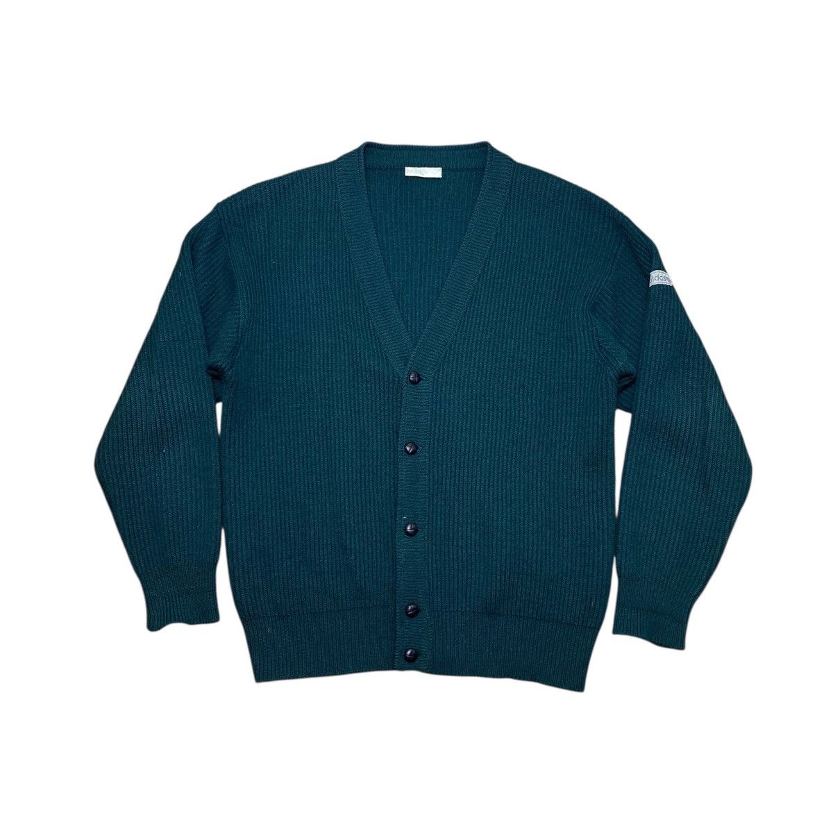 Adidas Vintage 80s Wool Cardigan Adidas Green Size US M / EU 48-50 / 2 - 1 Thumbnail