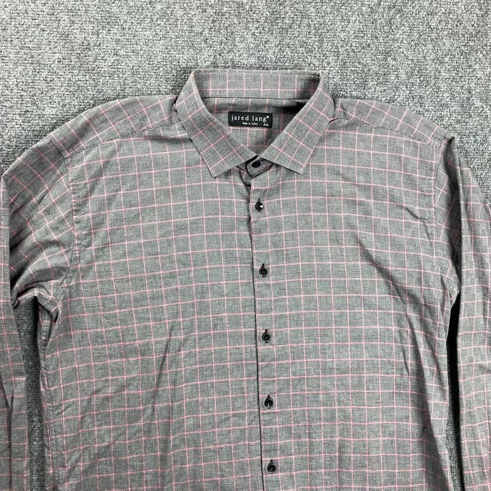 Jared Lang Jared Lang Shirt Mens 2XL Gray Button Up Check Long Sleeve Size US XXL / EU 58 / 5 - 2 Thumbnail